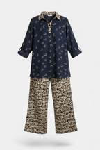 Midnight Motif 2-Piece Co-Ord Set detail shot — quality fabric Pakistan | MannMoji