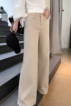 Beige wide-leg pants