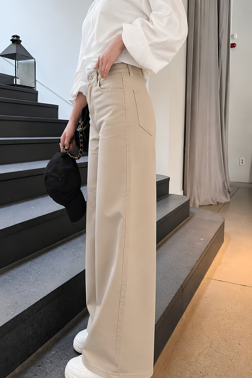 Beige wide-leg pants