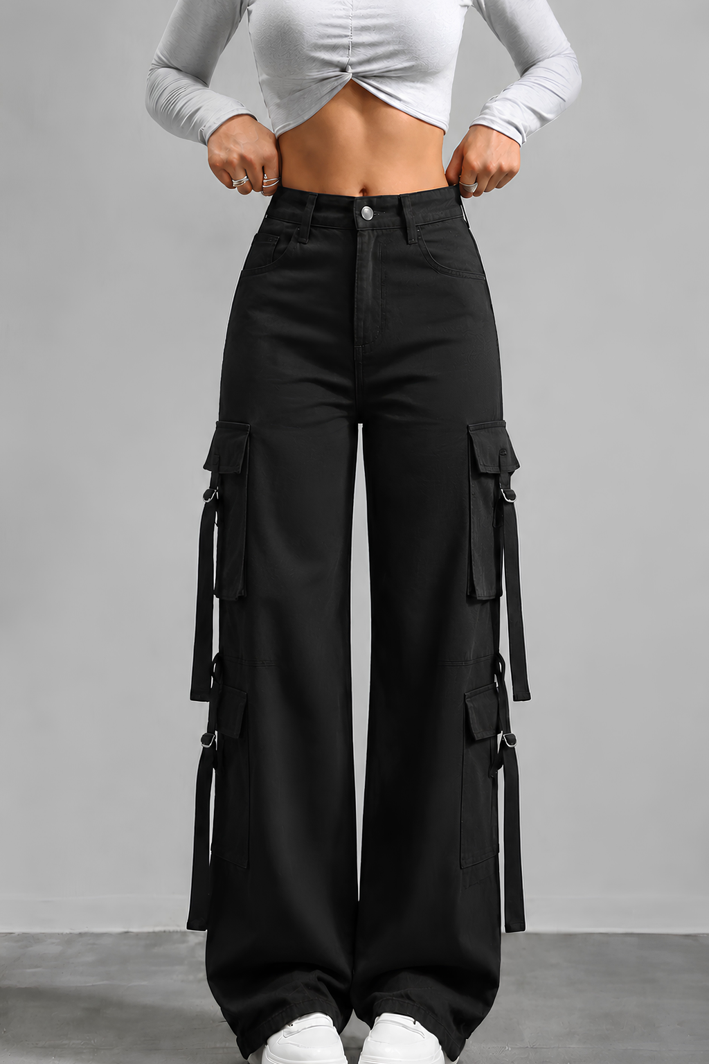 Jet Black 8-Pocket Cargo Pants