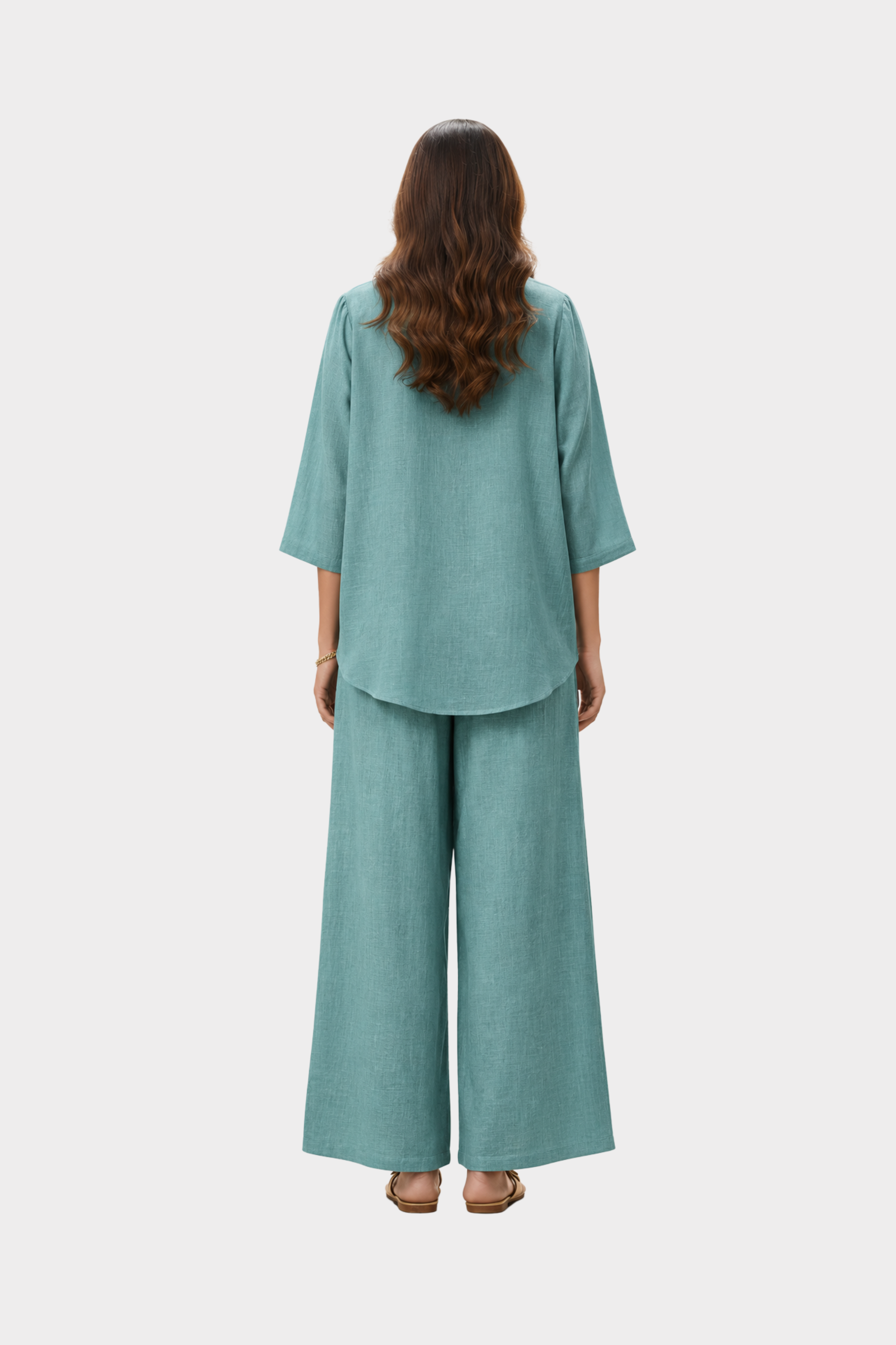 Aqua Bloom Irish Linen Co-Ord Set