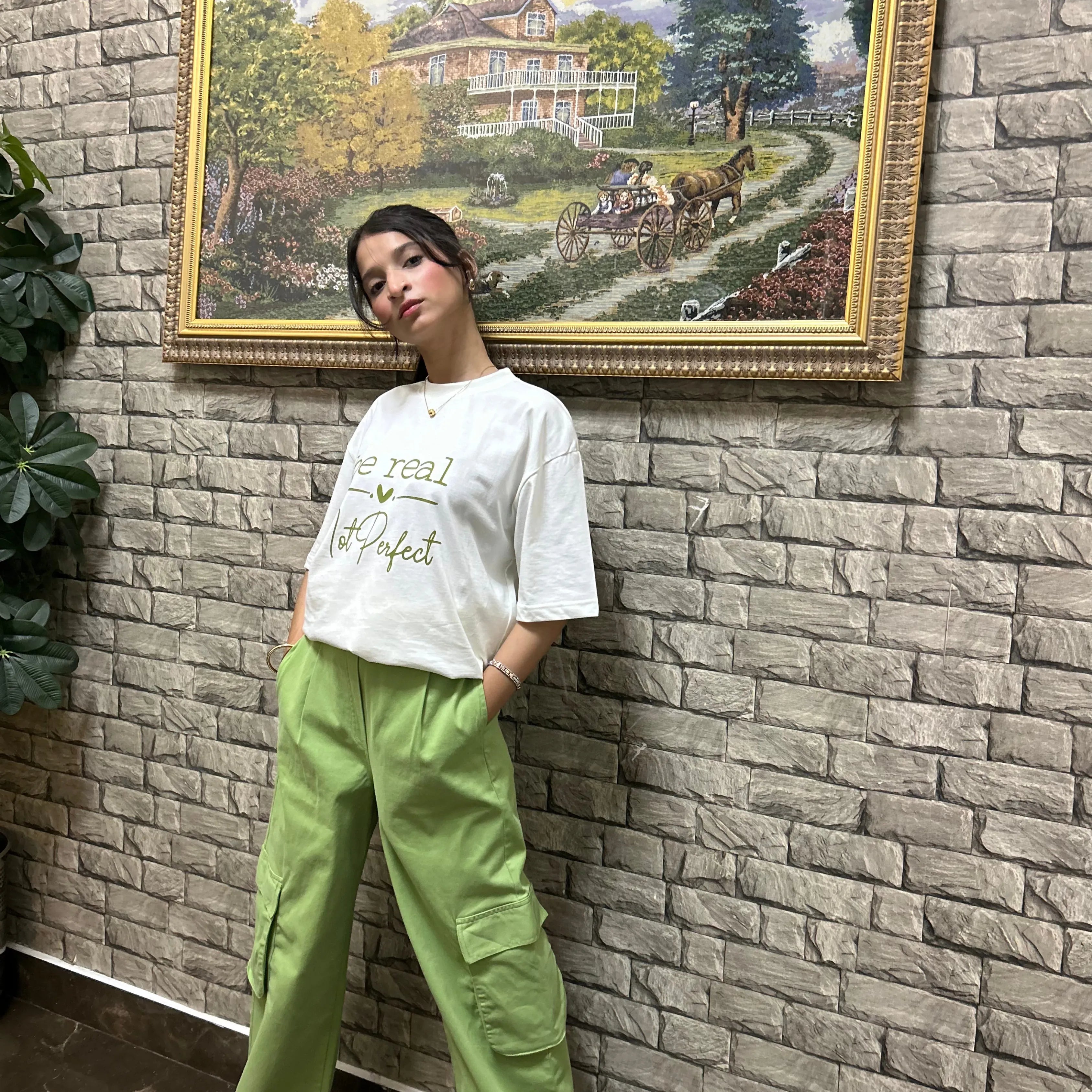 Green High-Waist Twill Cargo – Women’s Fit