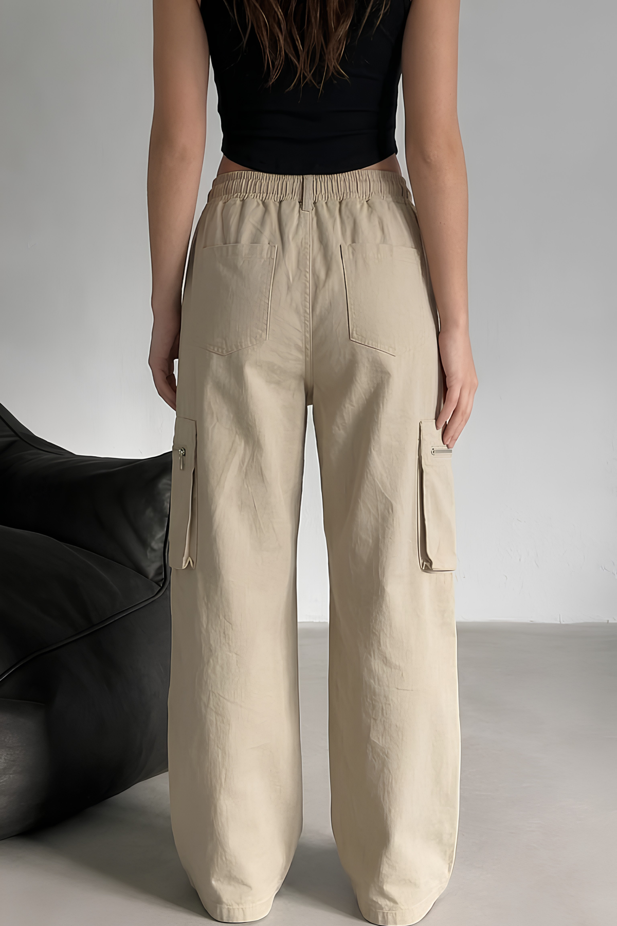 Beige Ripstop Cotton Cargo Pants
