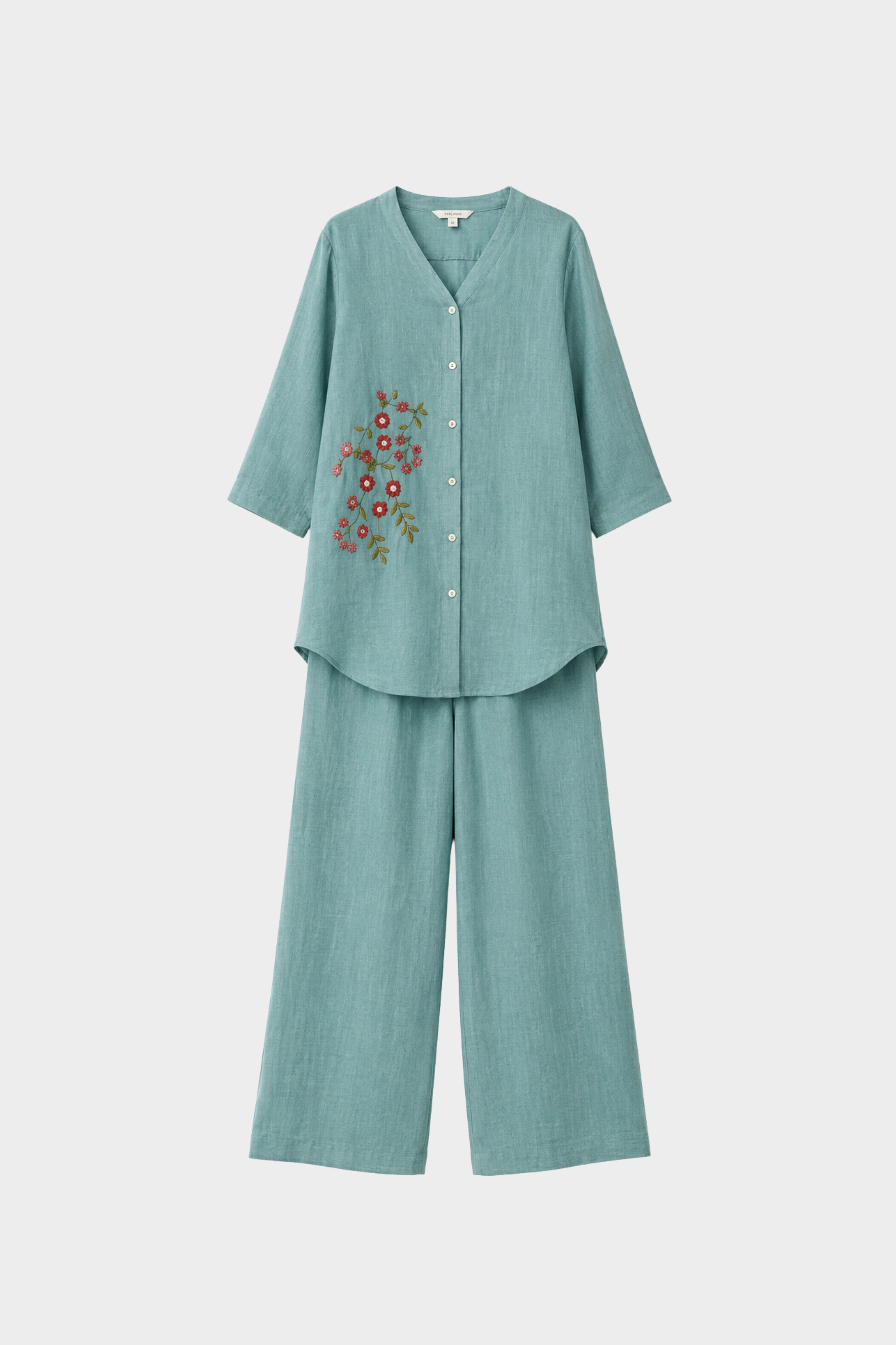 Aqua Bloom Irish Linen Co-Ord Set