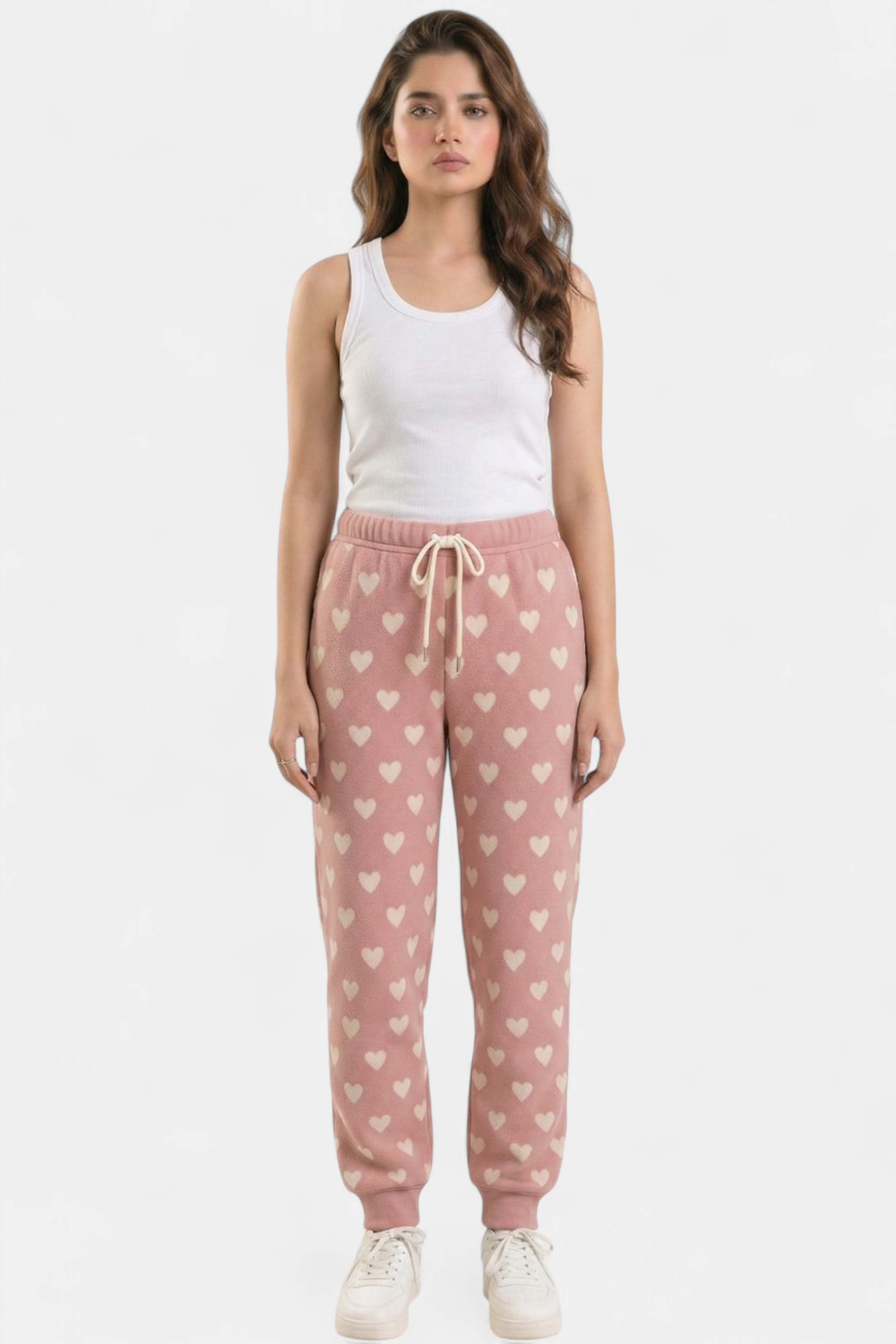 Cozy Knit Heart & Star Print Trouser lifestyle photo — Pakistani women's outfit | MannMoji