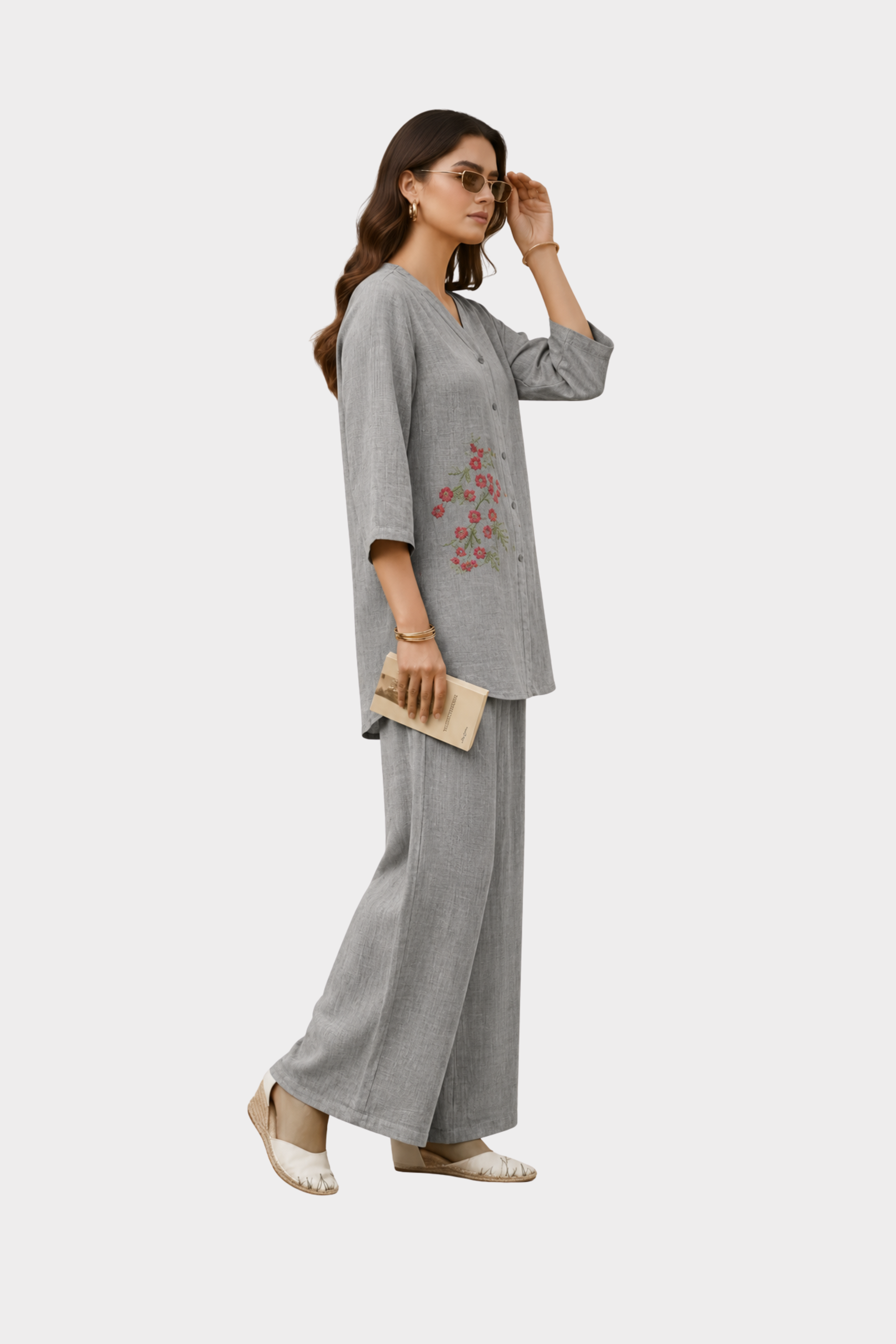 Silver Bloom Irish Linen Co-Ord Set