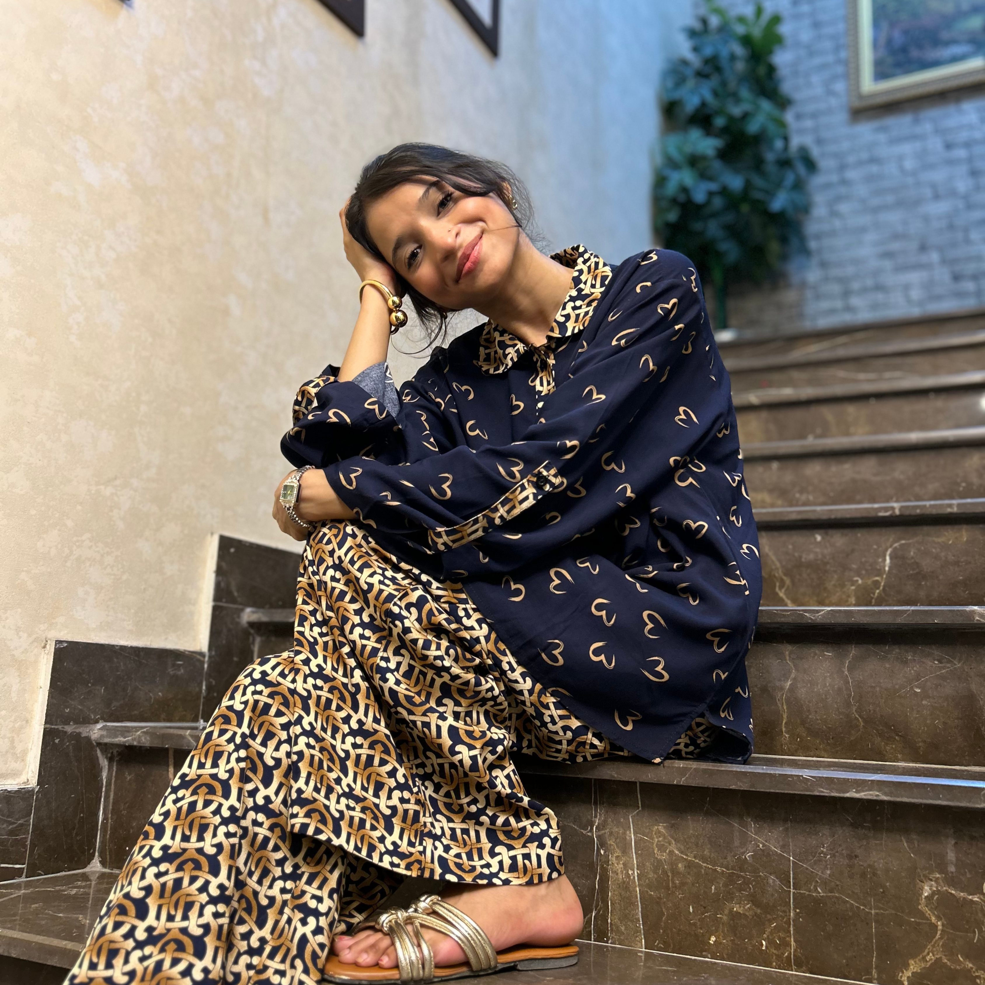 Midnight Motif 2-Piece Co-Ord Set – Soft Linen