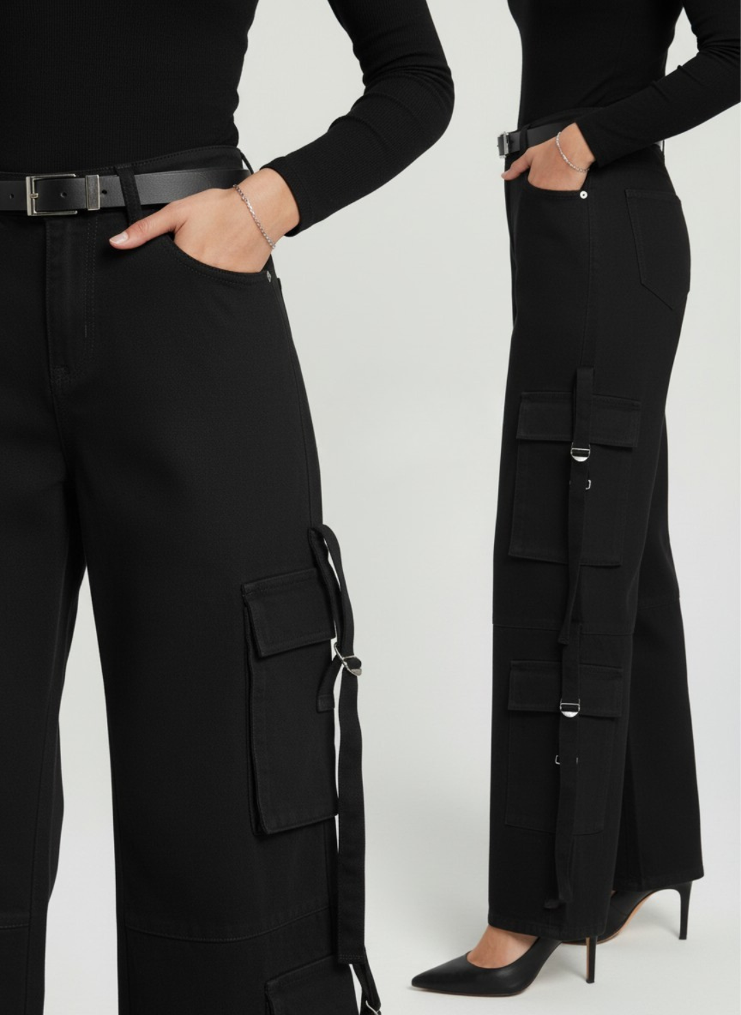 Jet Black 8-Pocket Cargo Pants