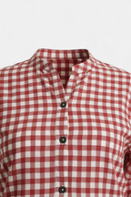 Red Gingham Shirt detail shot — quality fabric Pakistan | MannMoji