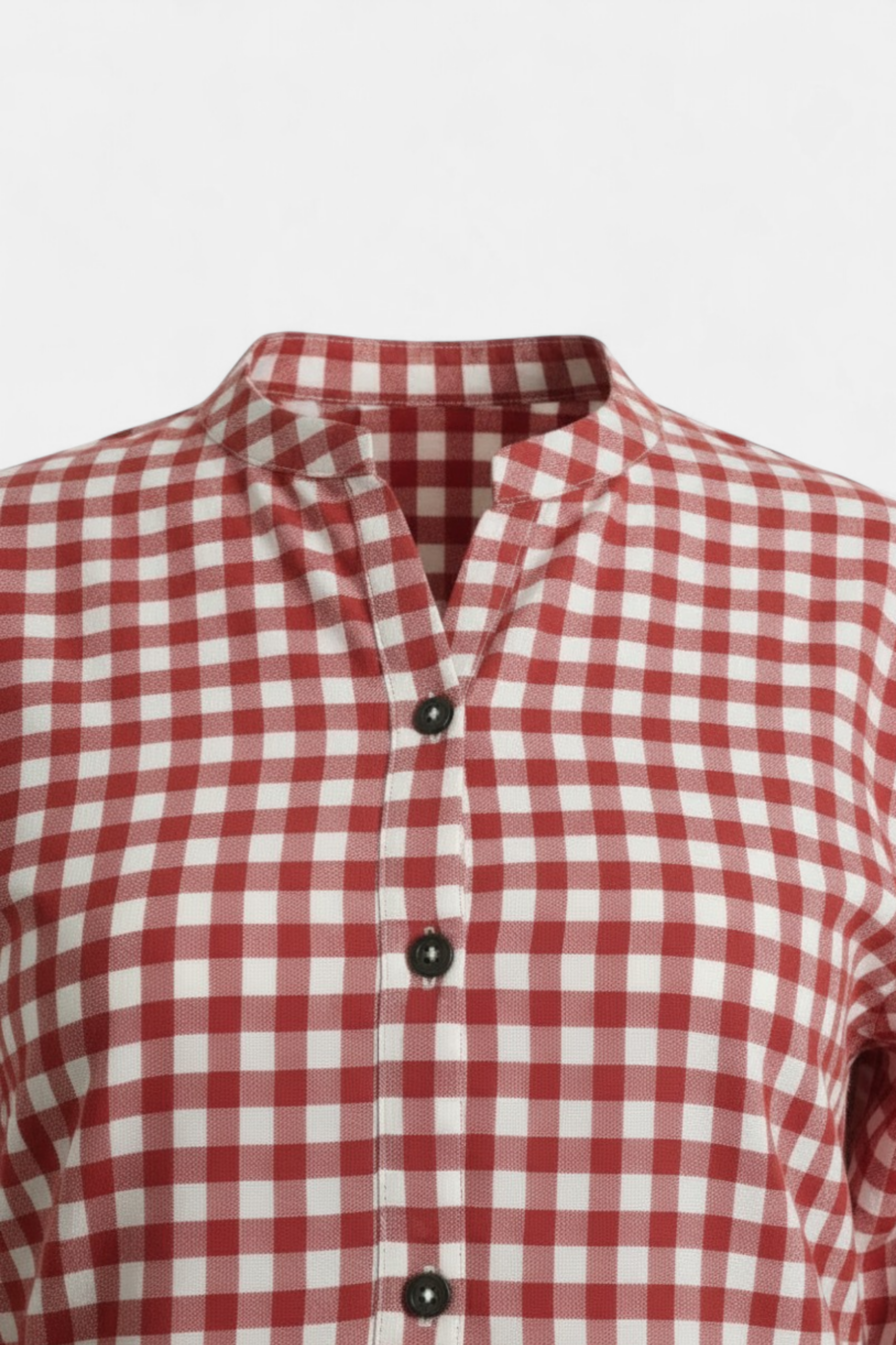 Red Gingham Shirt detail shot — quality fabric Pakistan | MannMoji