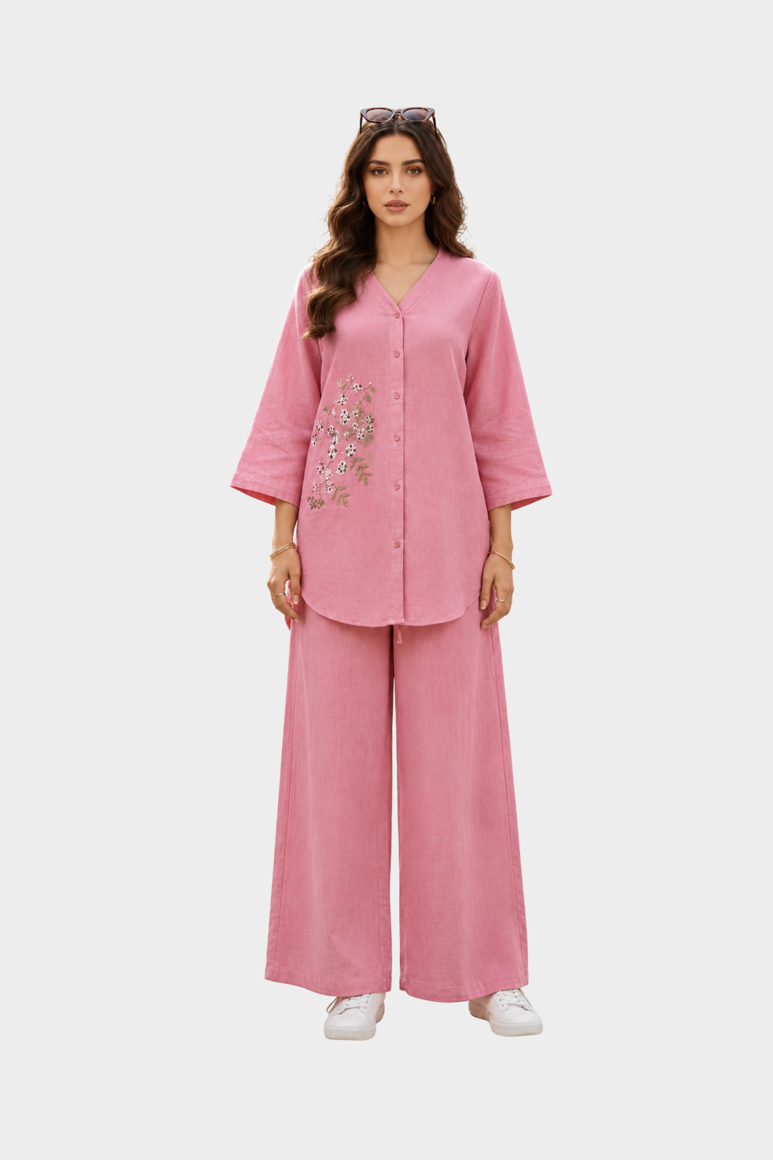 Blush Bloom Cotton Linen Co-Ord Set