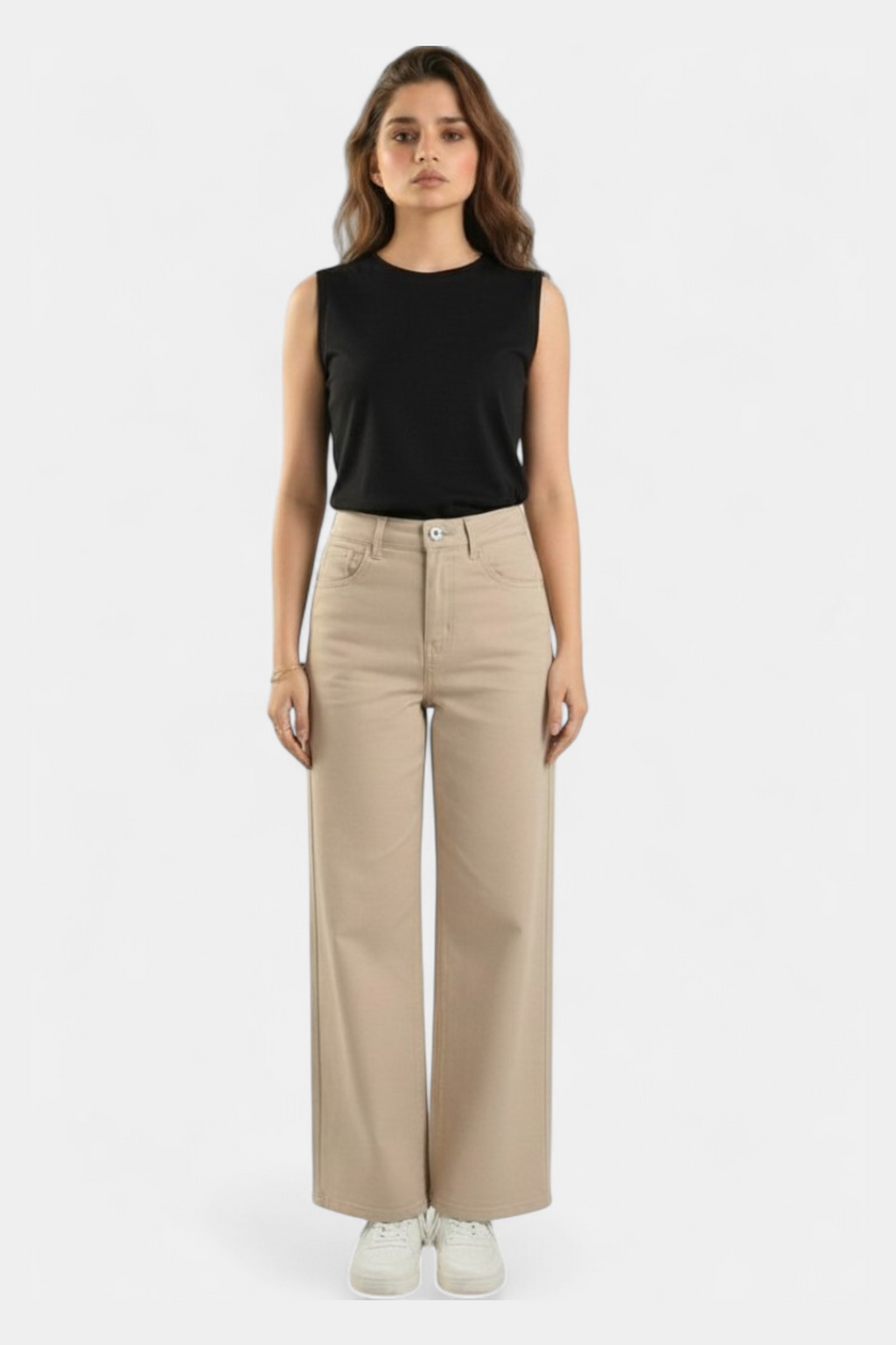 Beige wide-leg pants for women in Pakistan — MannMoji