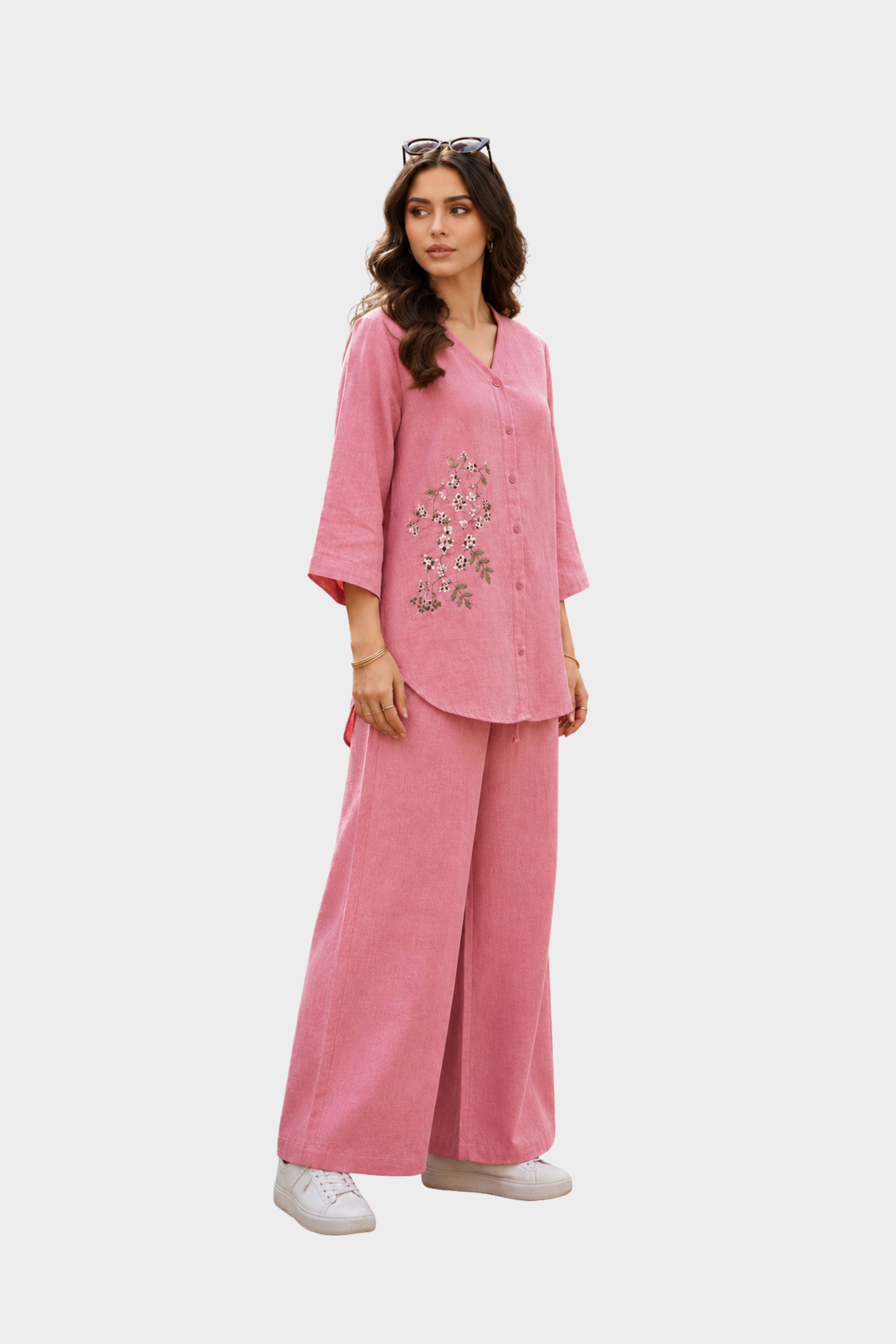 Blush Bloom Cotton Linen Co-Ord Set