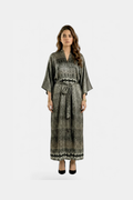 Abstract print silk kimono shrug for women Pakistan — MannMoji
