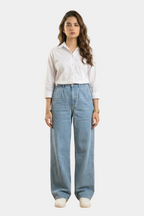 High-rise wide-leg stretch denim for women in Pakistan — MannMoji