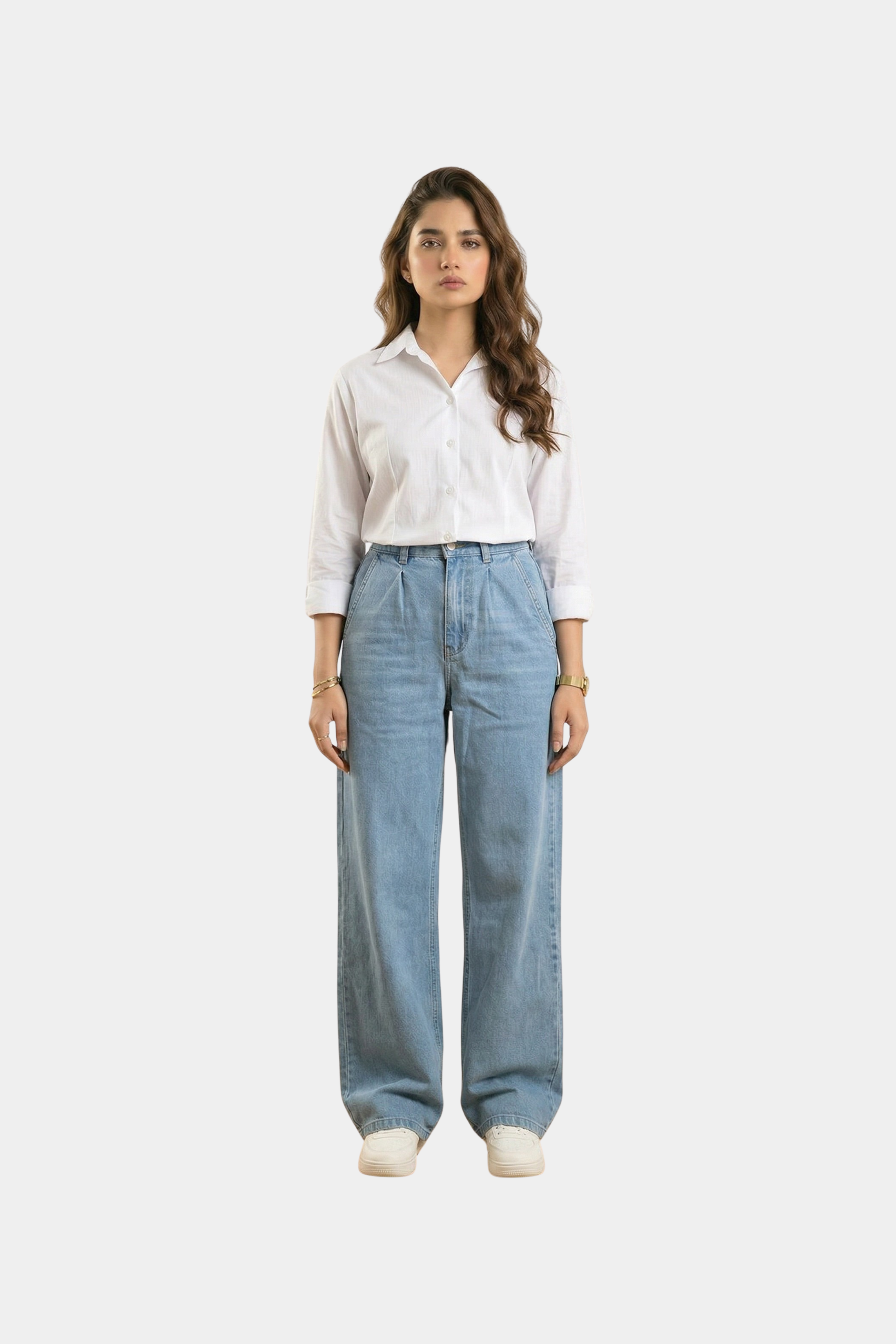 High-rise wide-leg stretch denim for women in Pakistan — MannMoji