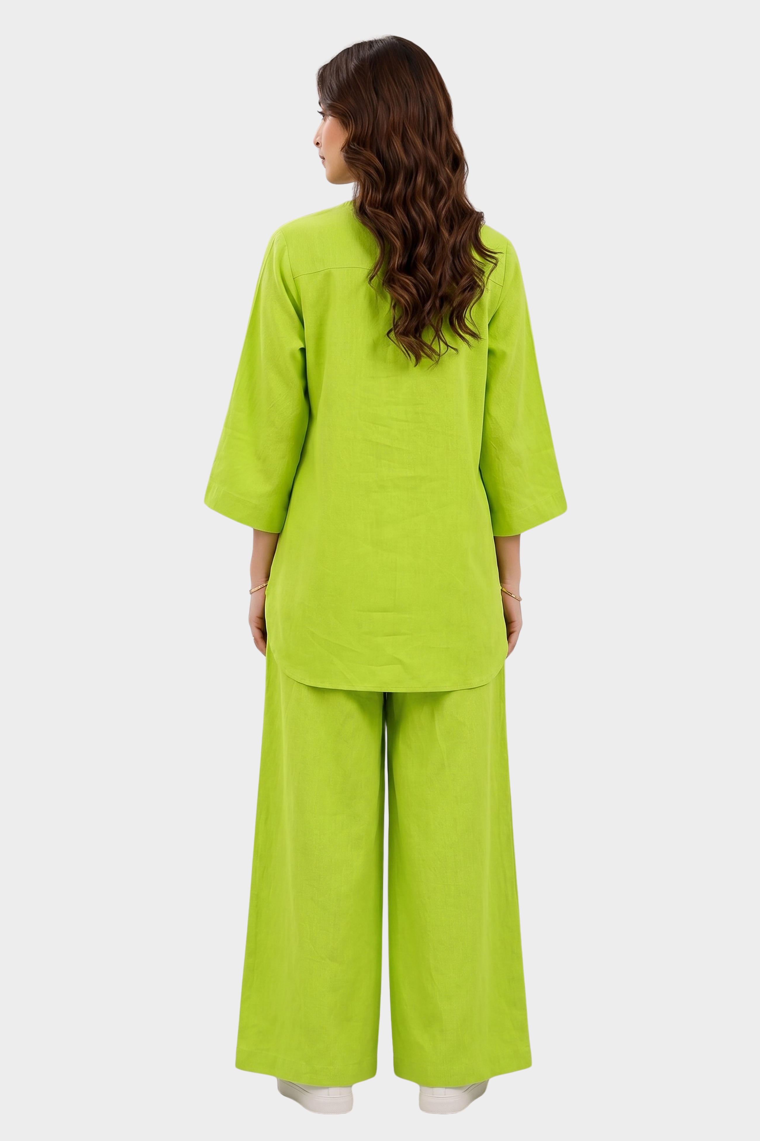 Parrot Green Blossom Irish Linen Co-Ord Set