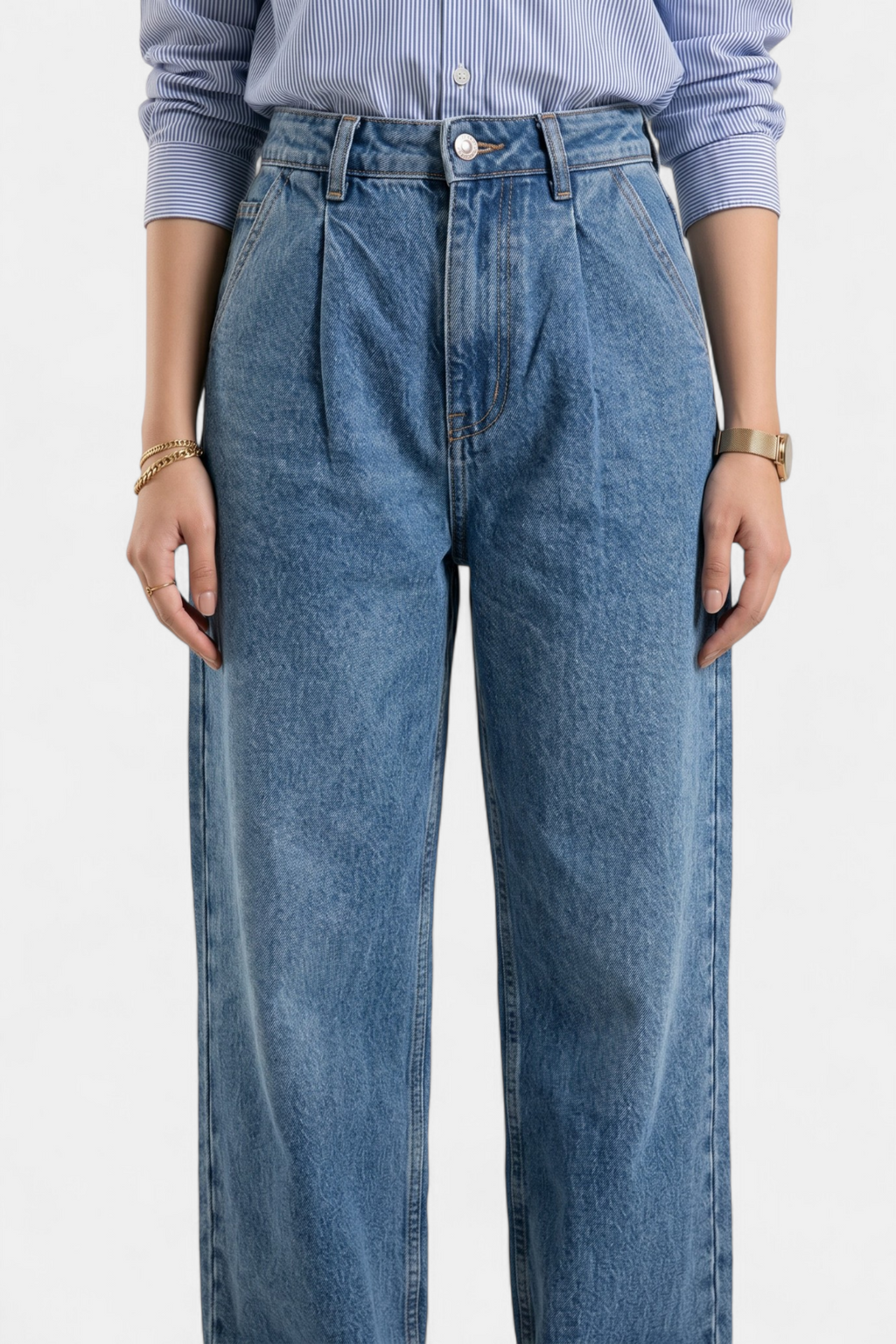 Loose Fit Denim Jeans full length view - MannMoji Pakistan