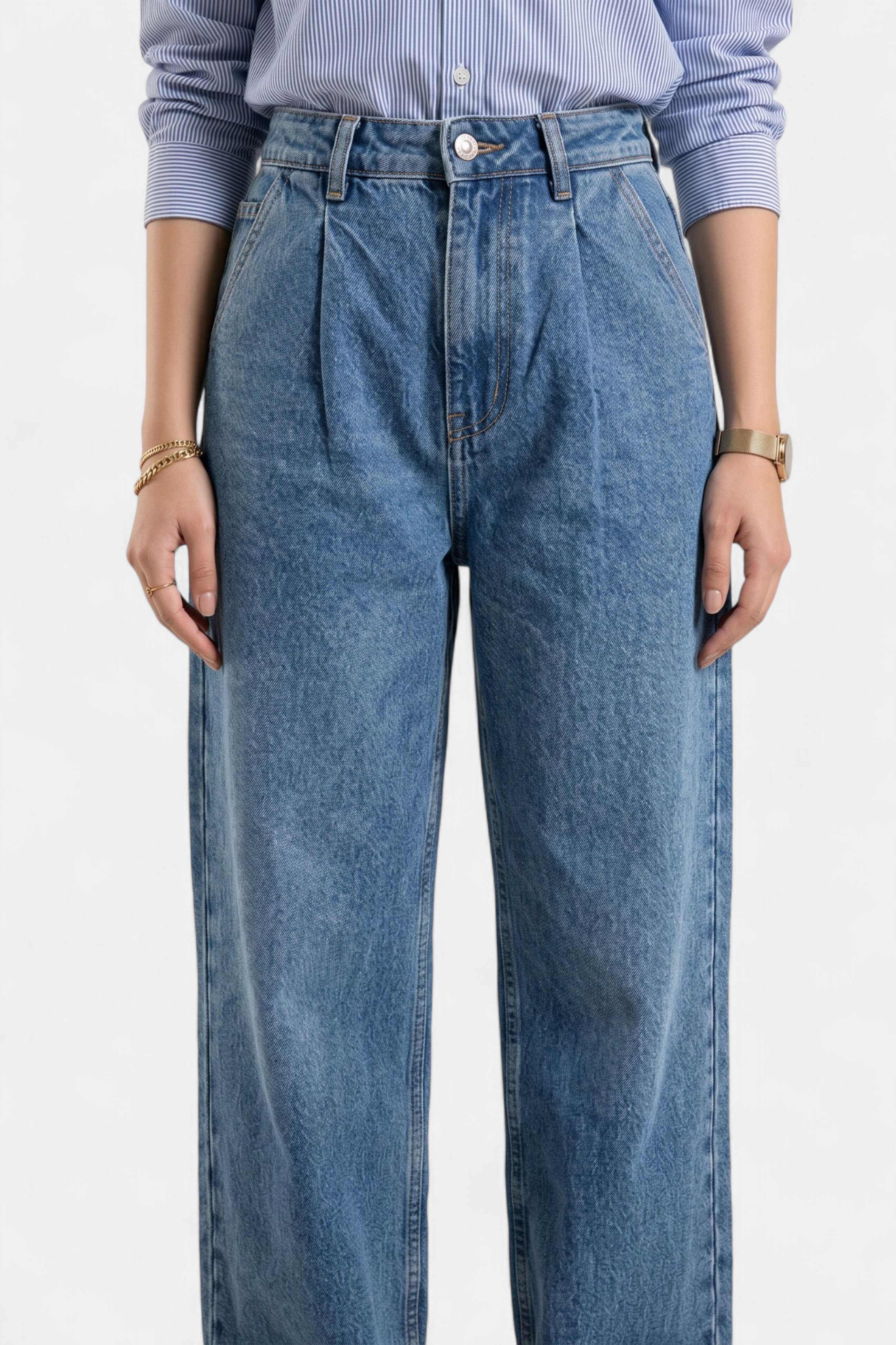 Loose Fit Denim Jeans full length view — MannMoji Pakistan