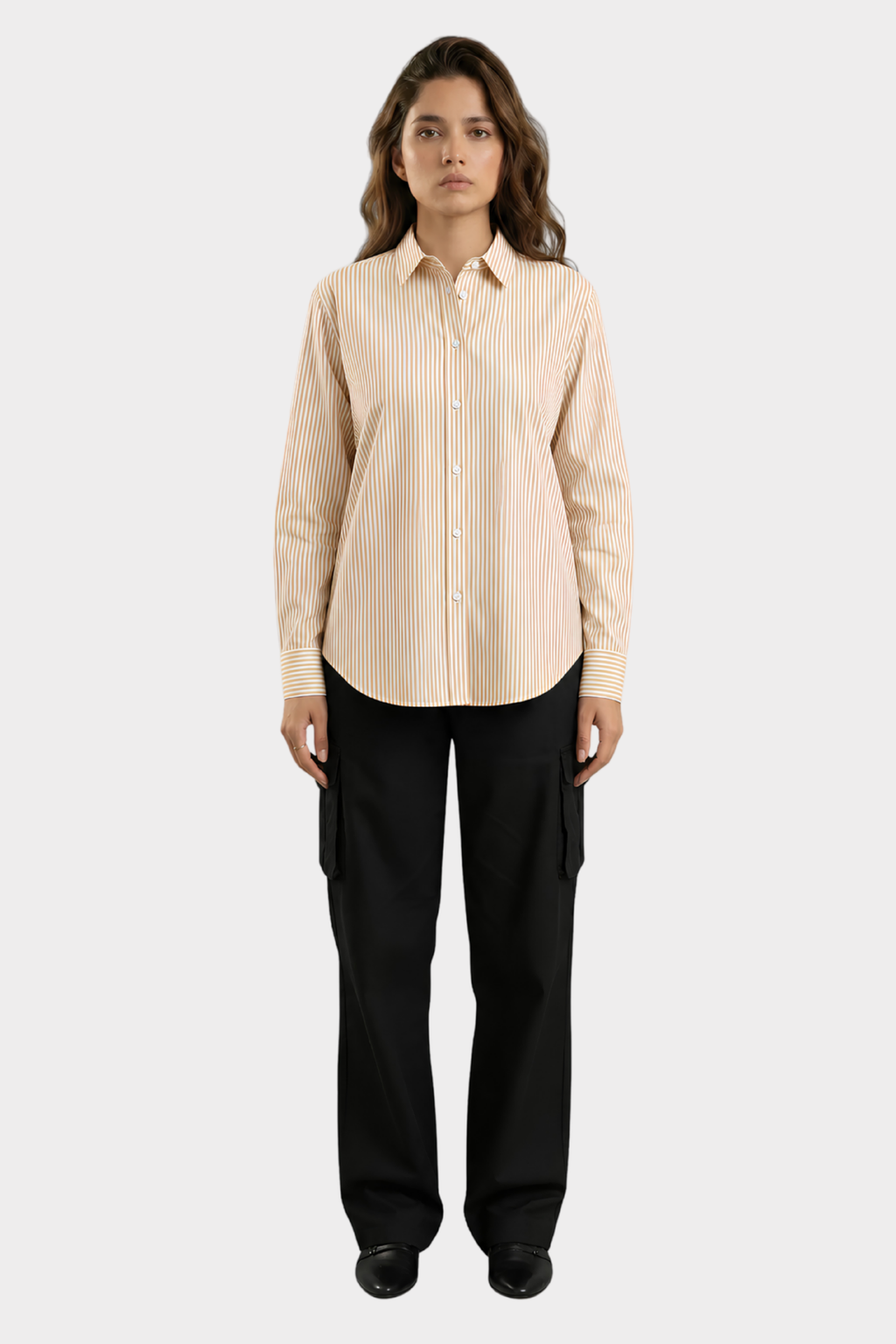 Mustard & White Striped Cotton Shirt