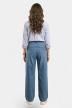 Loose Fit Denim Jeans front view — women's fashion Pakistan | MannMoji
