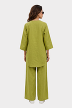 Parrot Green Blossom Irish Linen Co-Ord Set
