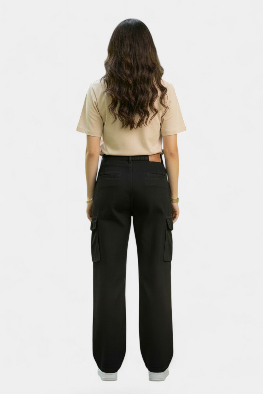 Jet Black Cargo Pants front view — women's fashion Pakistan | MannMoji