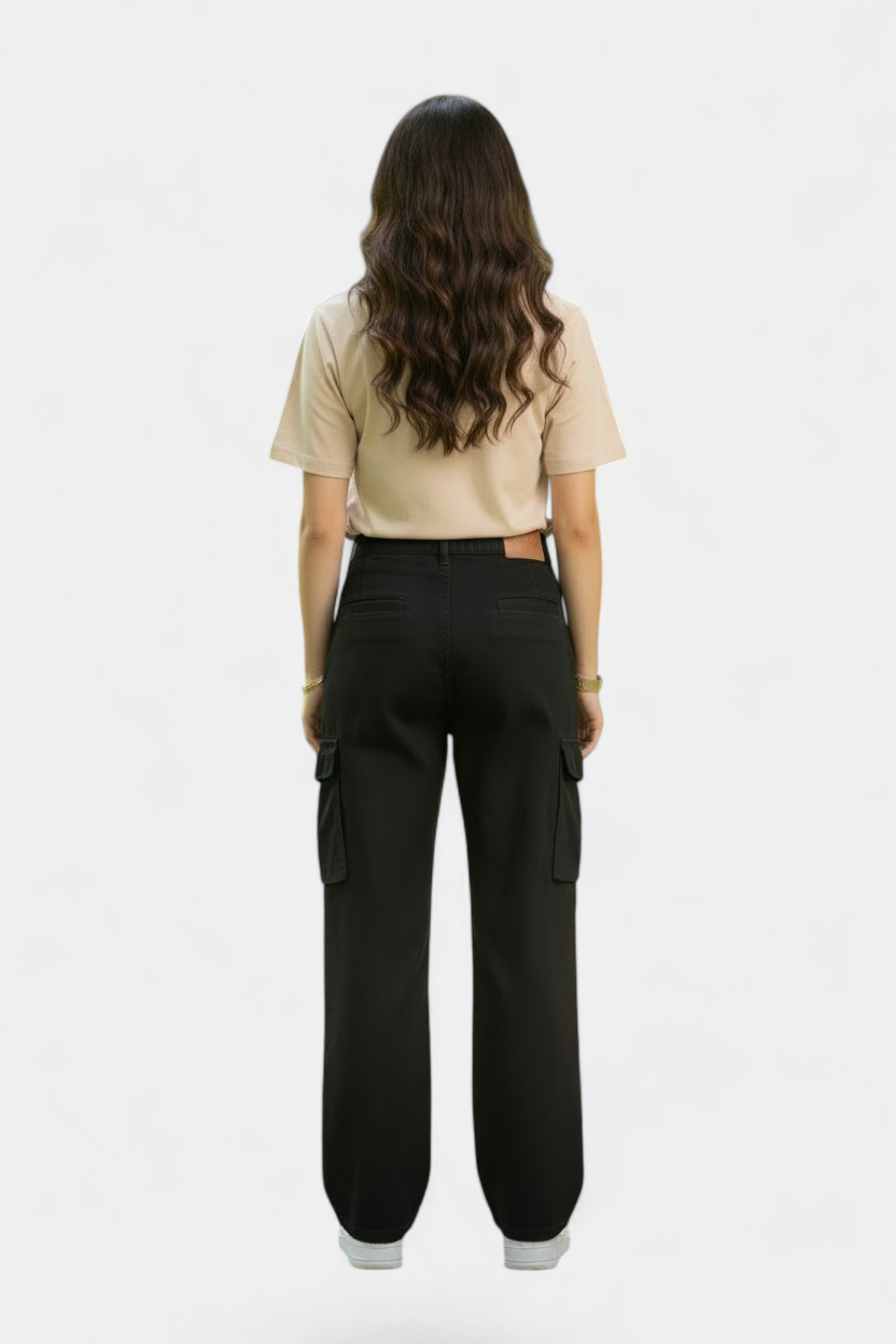 Jet Black Cargo Pants front view — women's fashion Pakistan | MannMoji