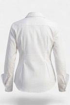 Fold Pleated Waist Solid White Shirt side view — stylish women's wear Pakistan | MannMoji