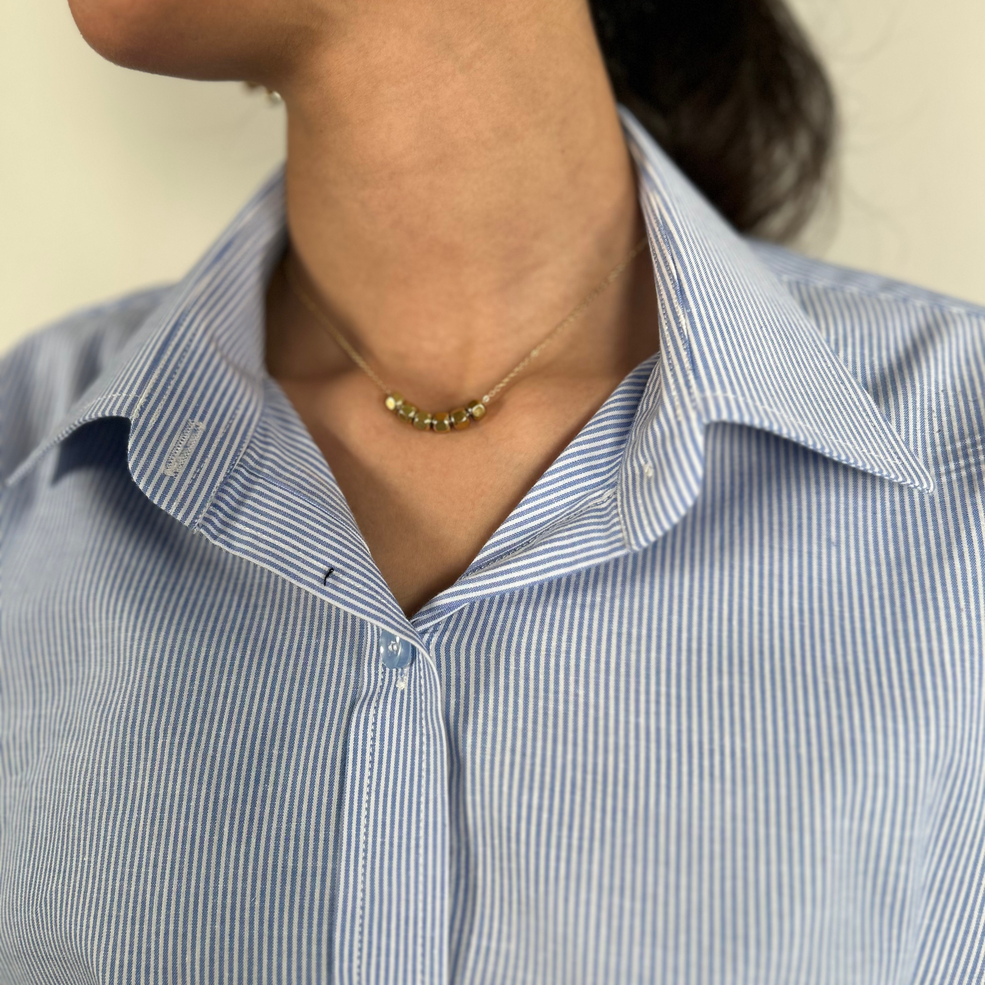 Women white and blue stripes shirt pure cotton