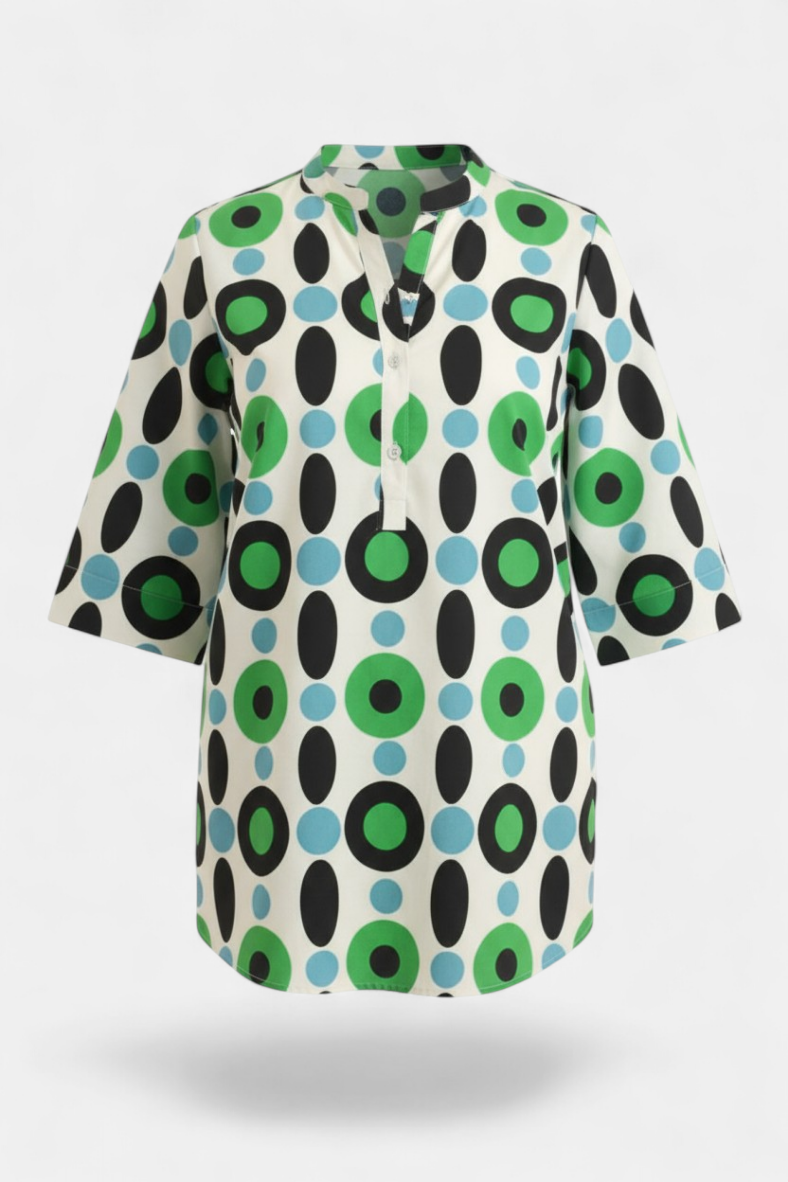 Printed Cotton Tunic Shirt front view — women's fashion Pakistan | MannMoji