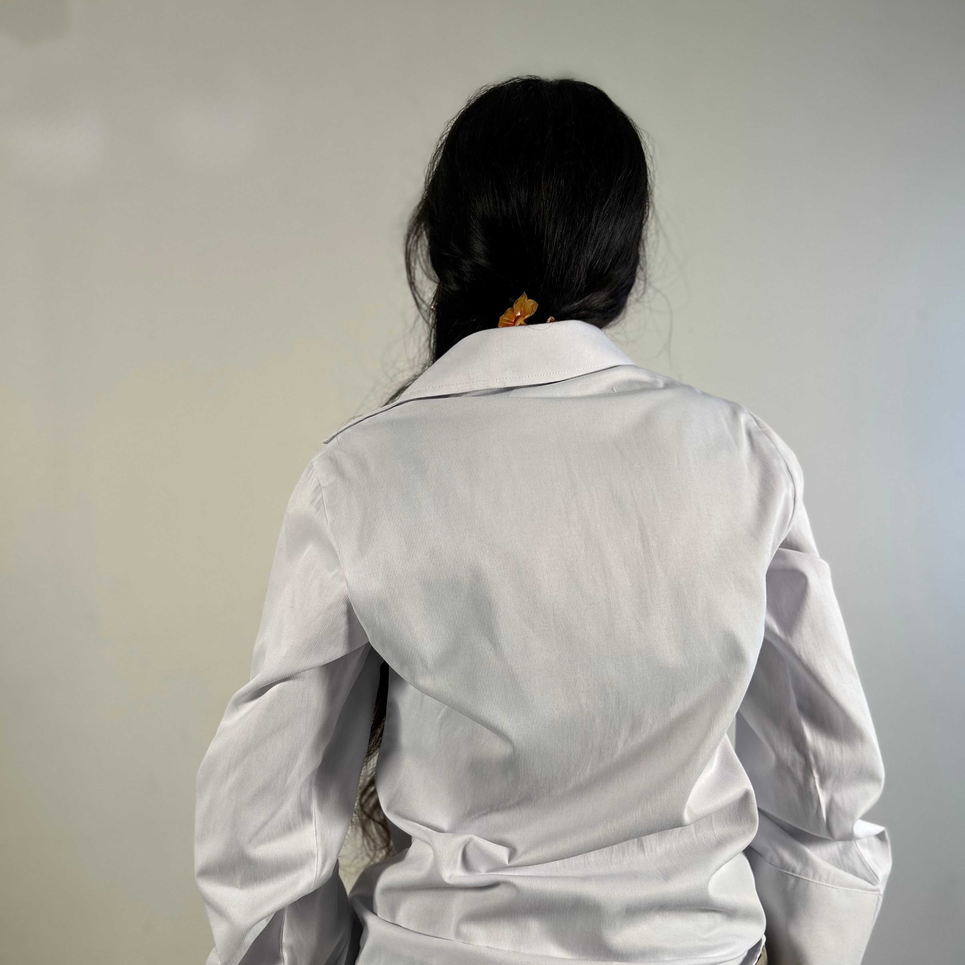 Fold Pleated Waist Solid White Shirt – Timeless, Tailored and Effortlessly Refined