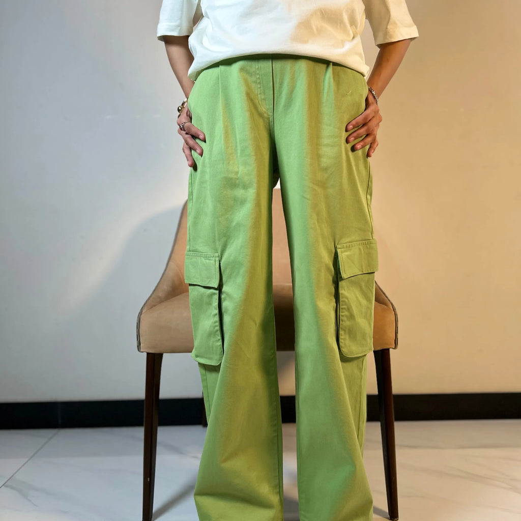 Green High-Waist Twill Cargo – Women’s Fit