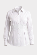 Fold Pleated Waist Solid White Shirt front view Pakistan - MannMoji