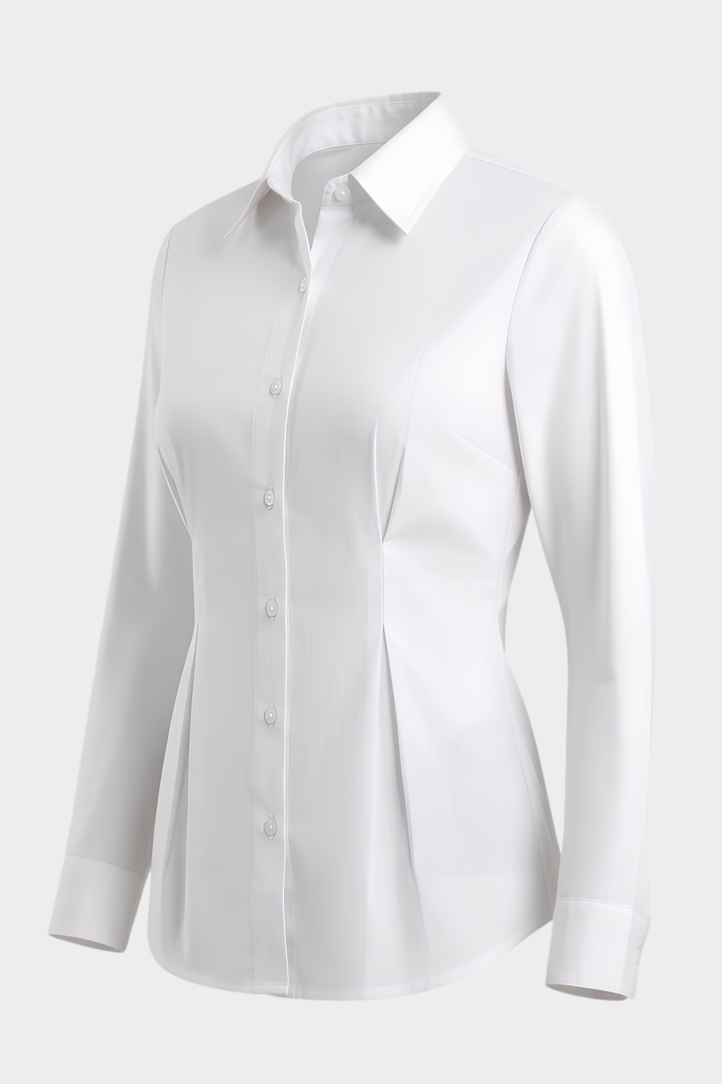 Fold Pleated Waist Solid White Shirt side view Pakistan - MannMoji