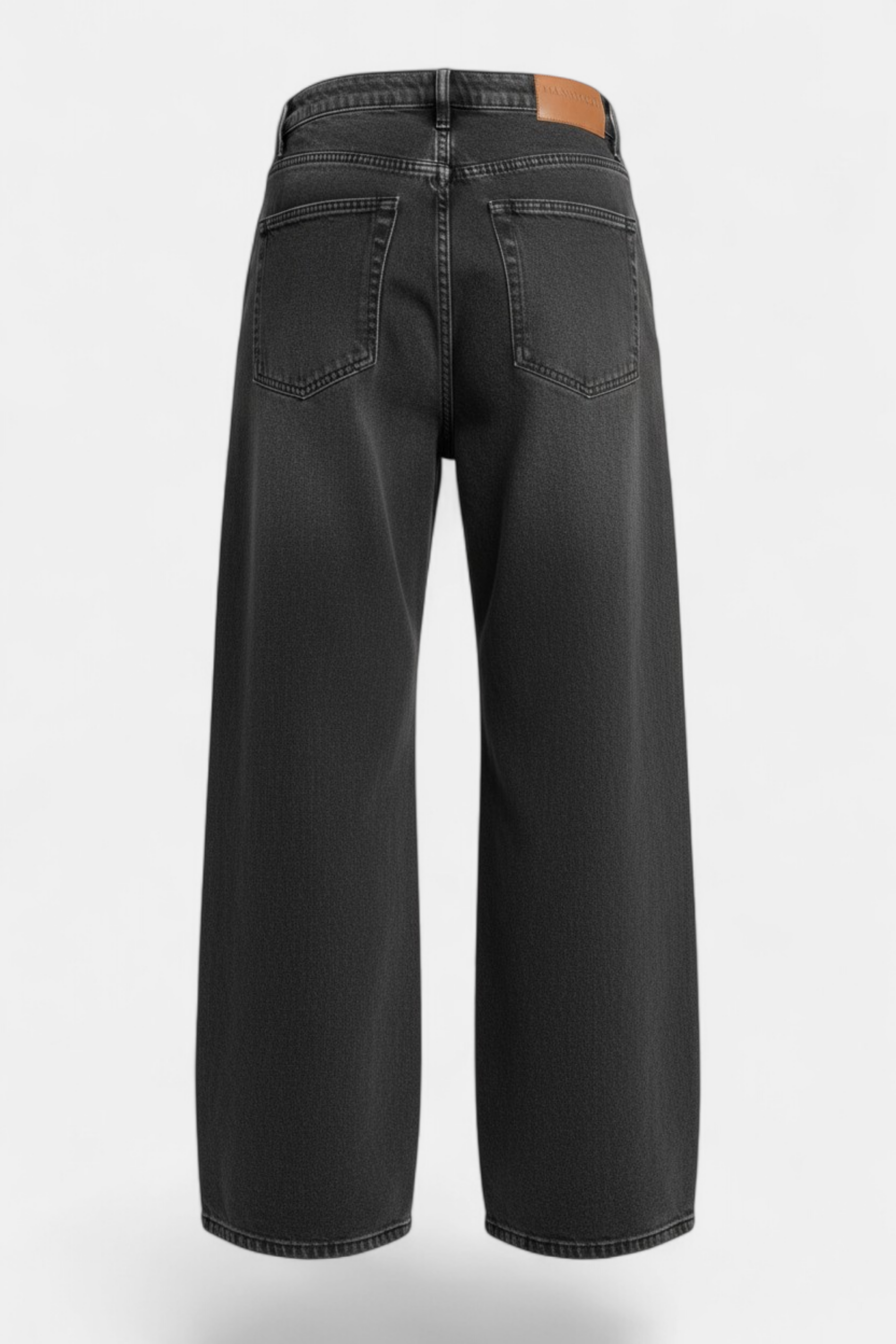 Charcoal Loose-Fit Denim Pants detail shot — quality fabric Pakistan | MannMoji