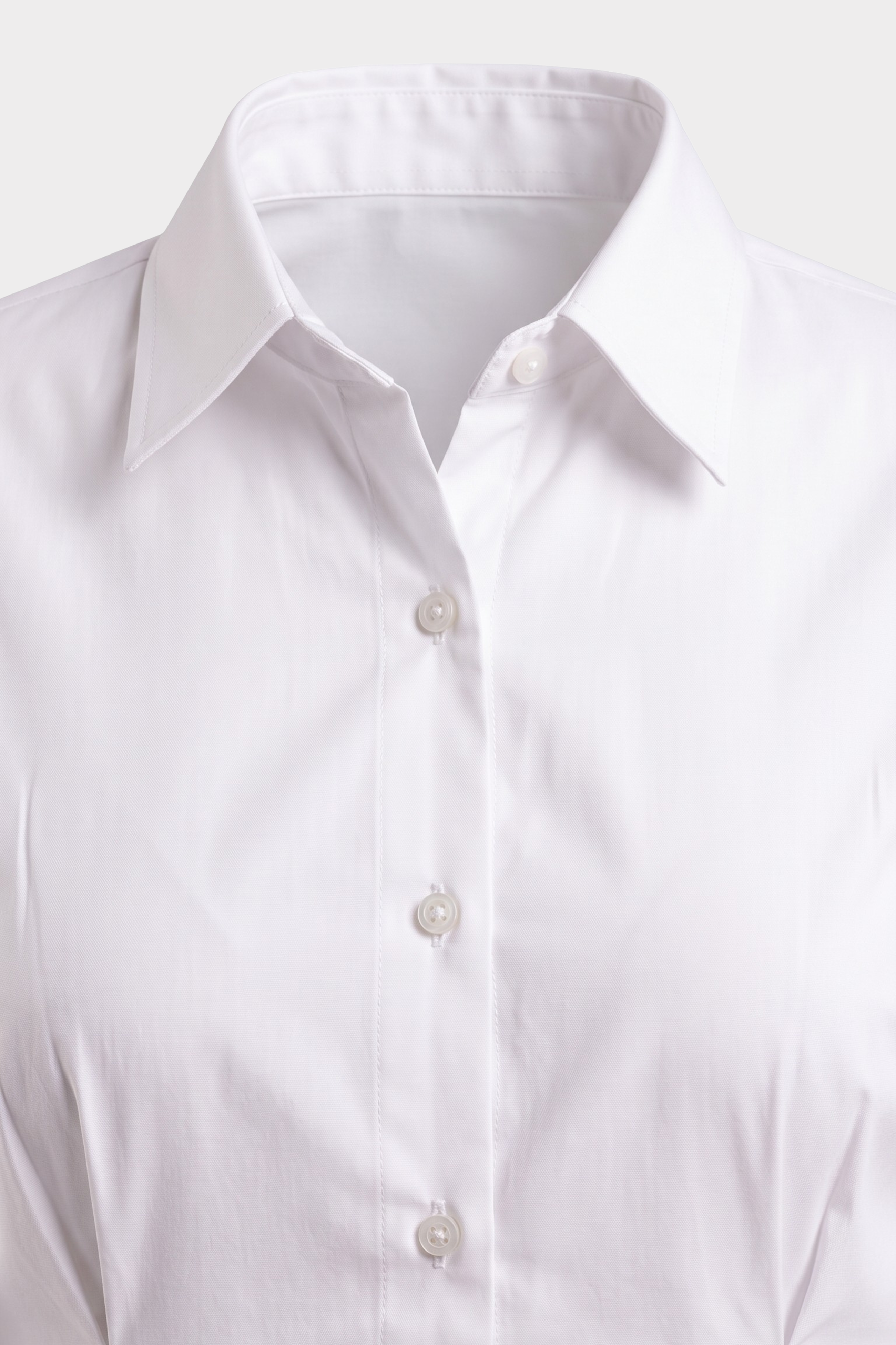 Fold Pleated Waist Solid White Shirt