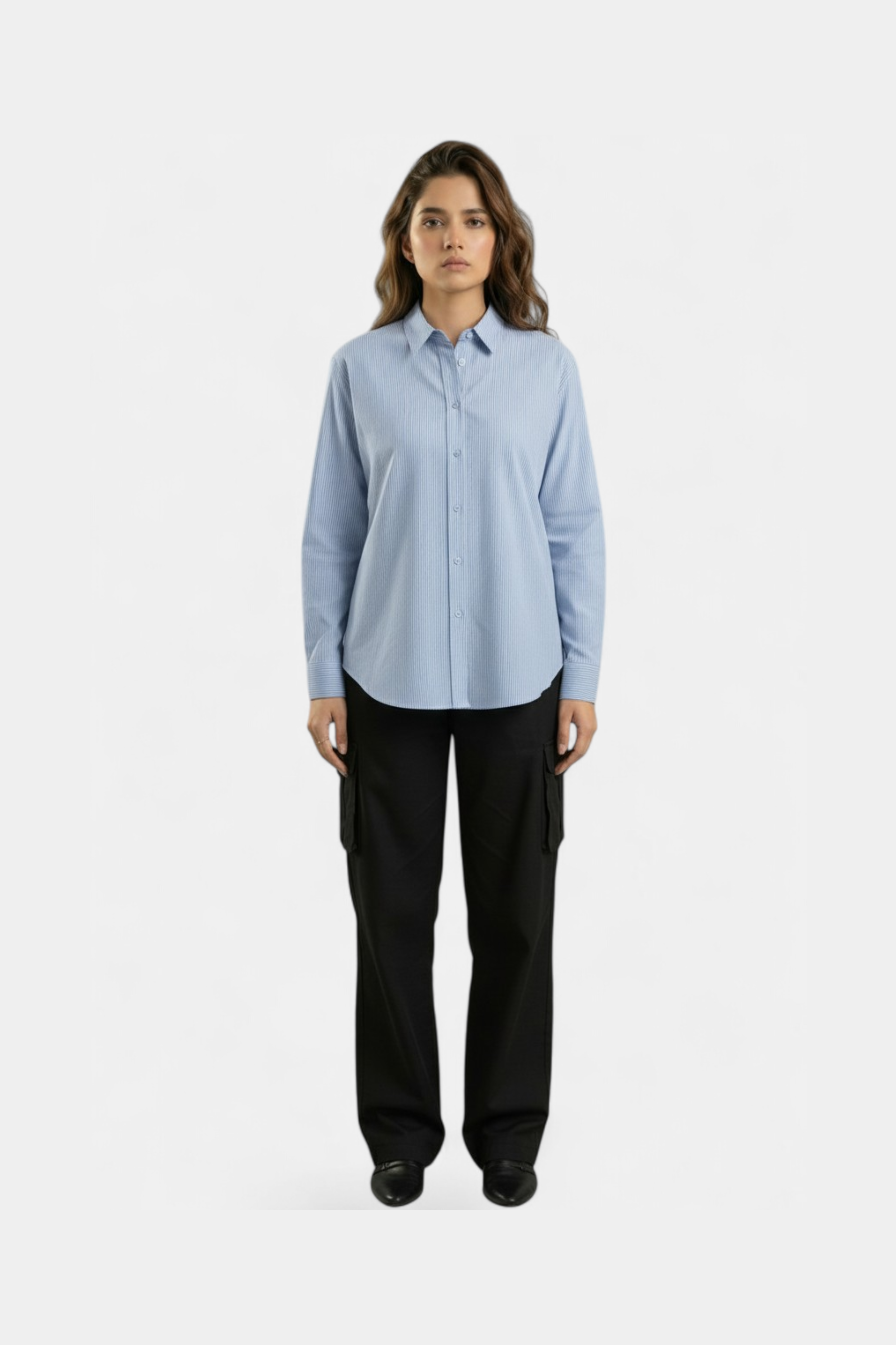 White and blue striped pure cotton shirt Pakistan — MannMoji
