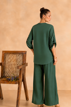 Forest Green Cotton-Viscose Co-Ord Set