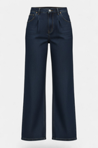 Dark Blue Wide-Leg Denim Pants side view — stylish women's wear Pakistan | MannMoji