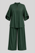 Forest Green Cotton-Viscose Co-Ord Set