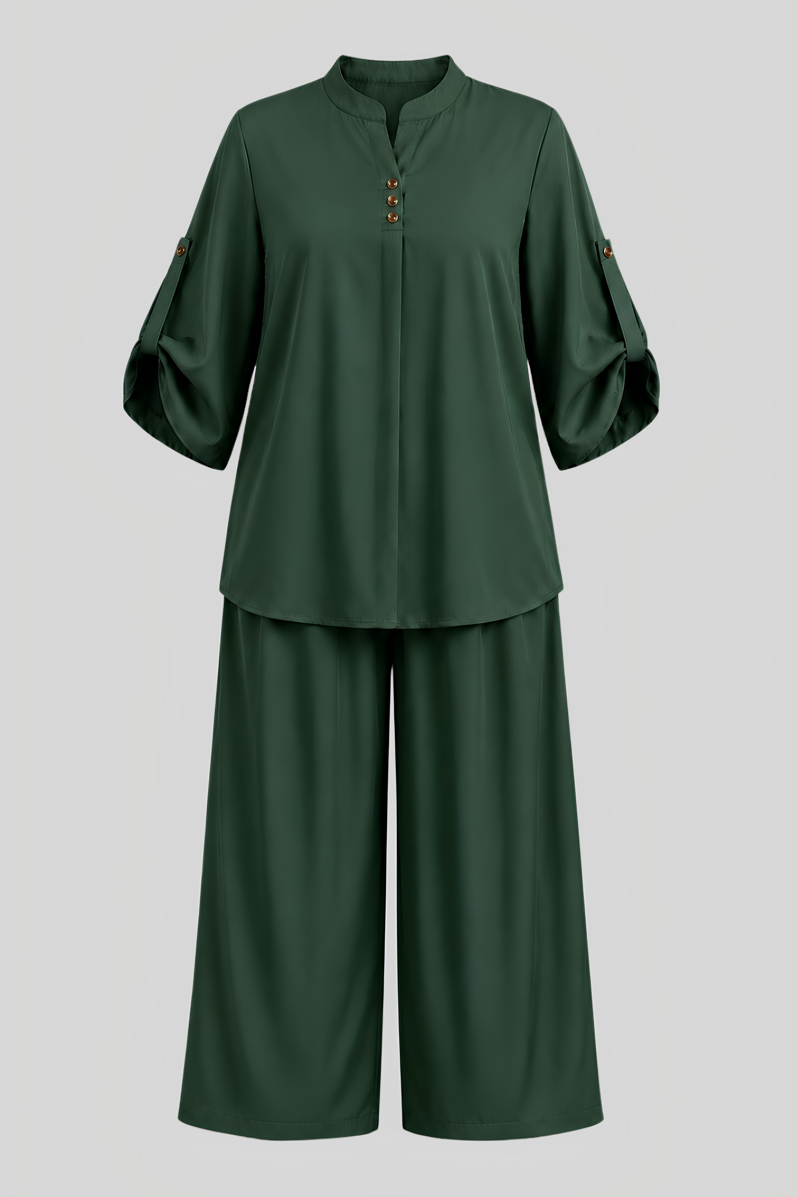 Forest Green Cotton-Viscose Co-Ord Set