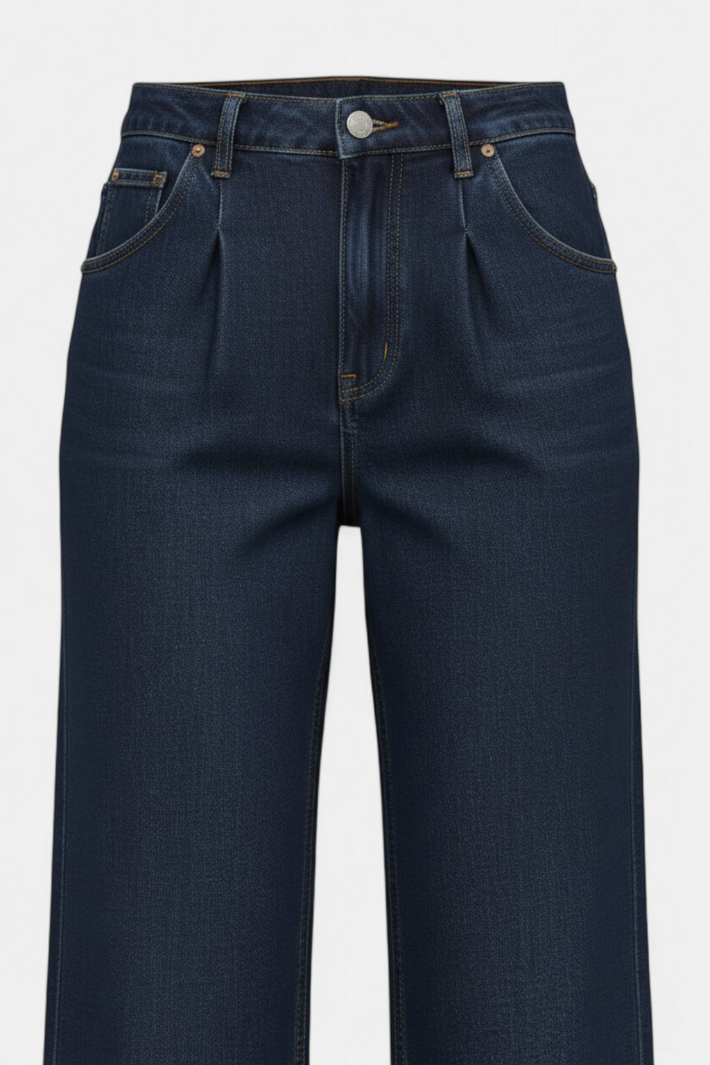 Dark Blue Wide-Leg Denim Pants full length view — MannMoji Pakistan