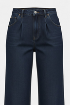 Dark Blue Wide-Leg Denim Pants full length view — MannMoji Pakistan