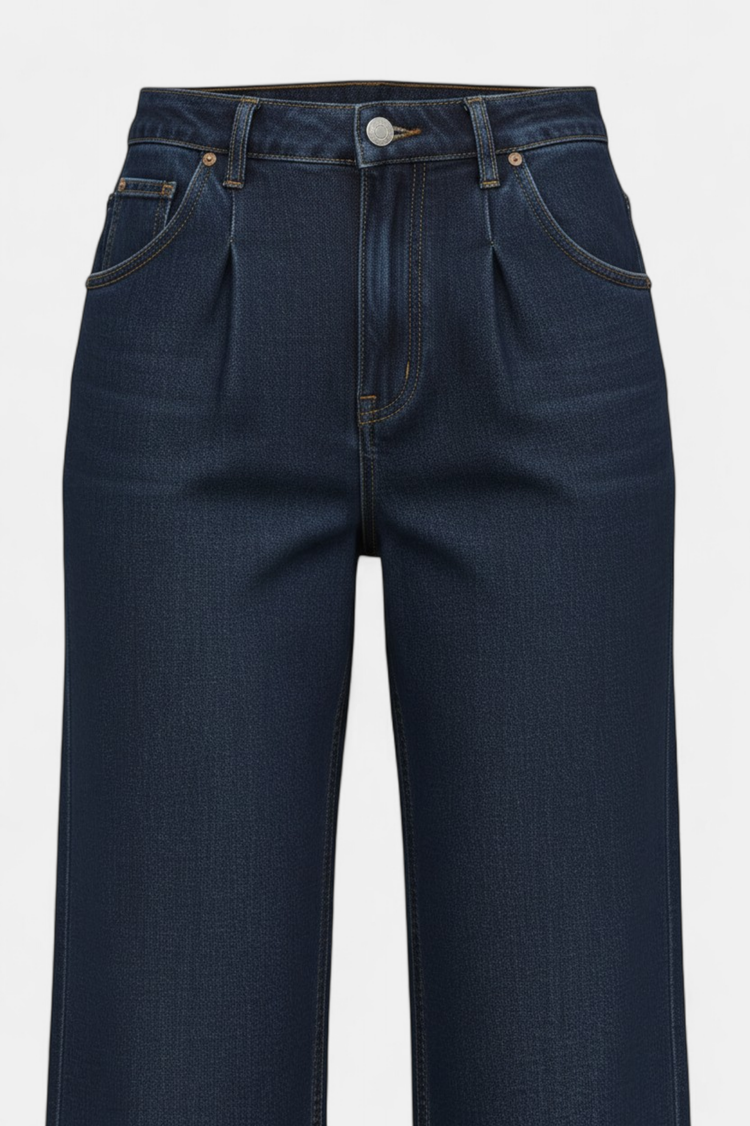 Dark Blue Wide-Leg Denim Pants full length view — MannMoji Pakistan
