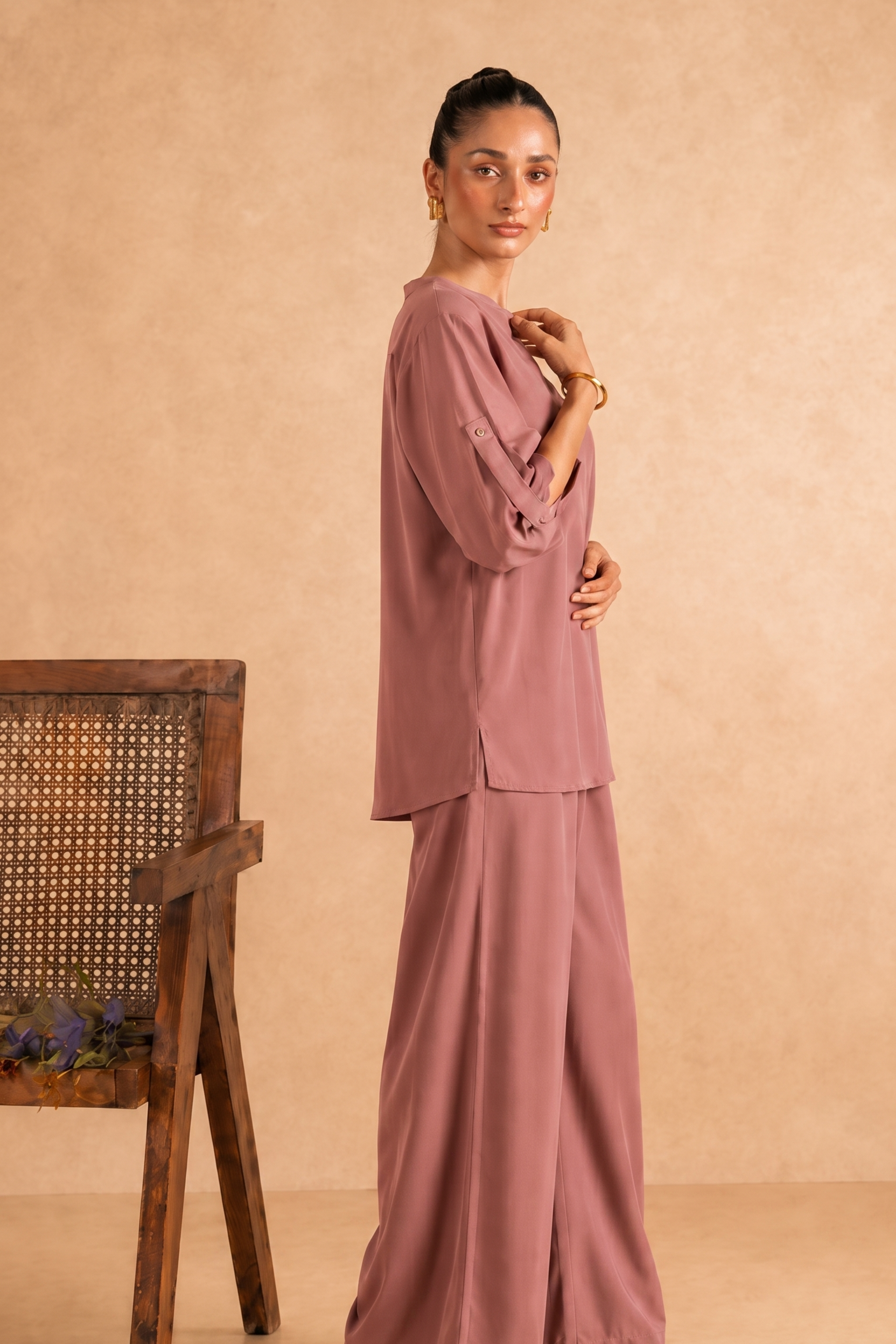 Dusty Rose Cotton-Viscose Co-ord Set