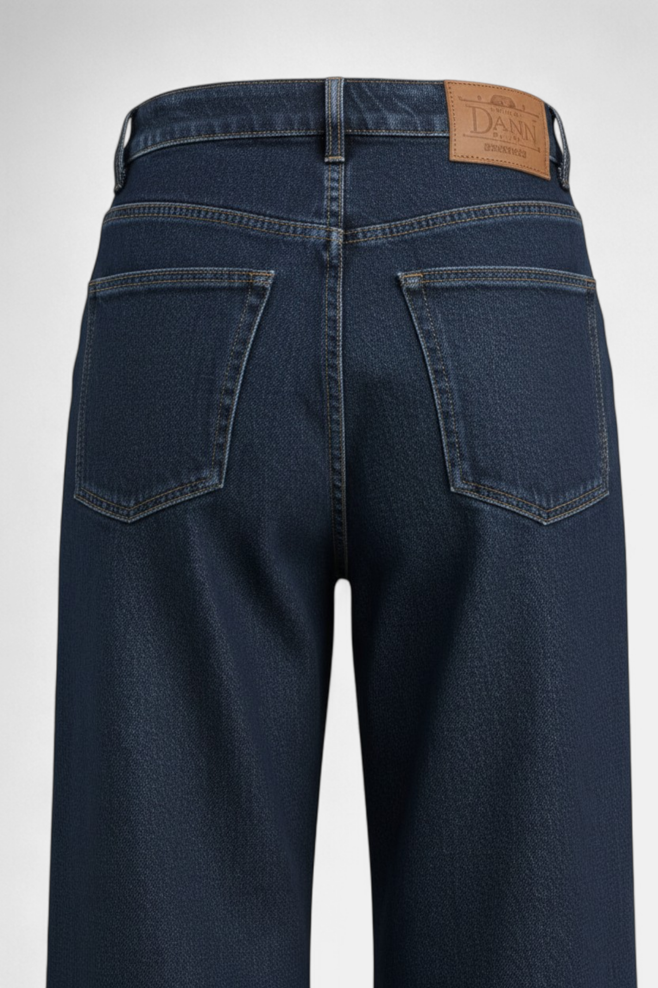 Dark Blue Wide-Leg Denim Pants close-up detail — MannMoji Pakistan