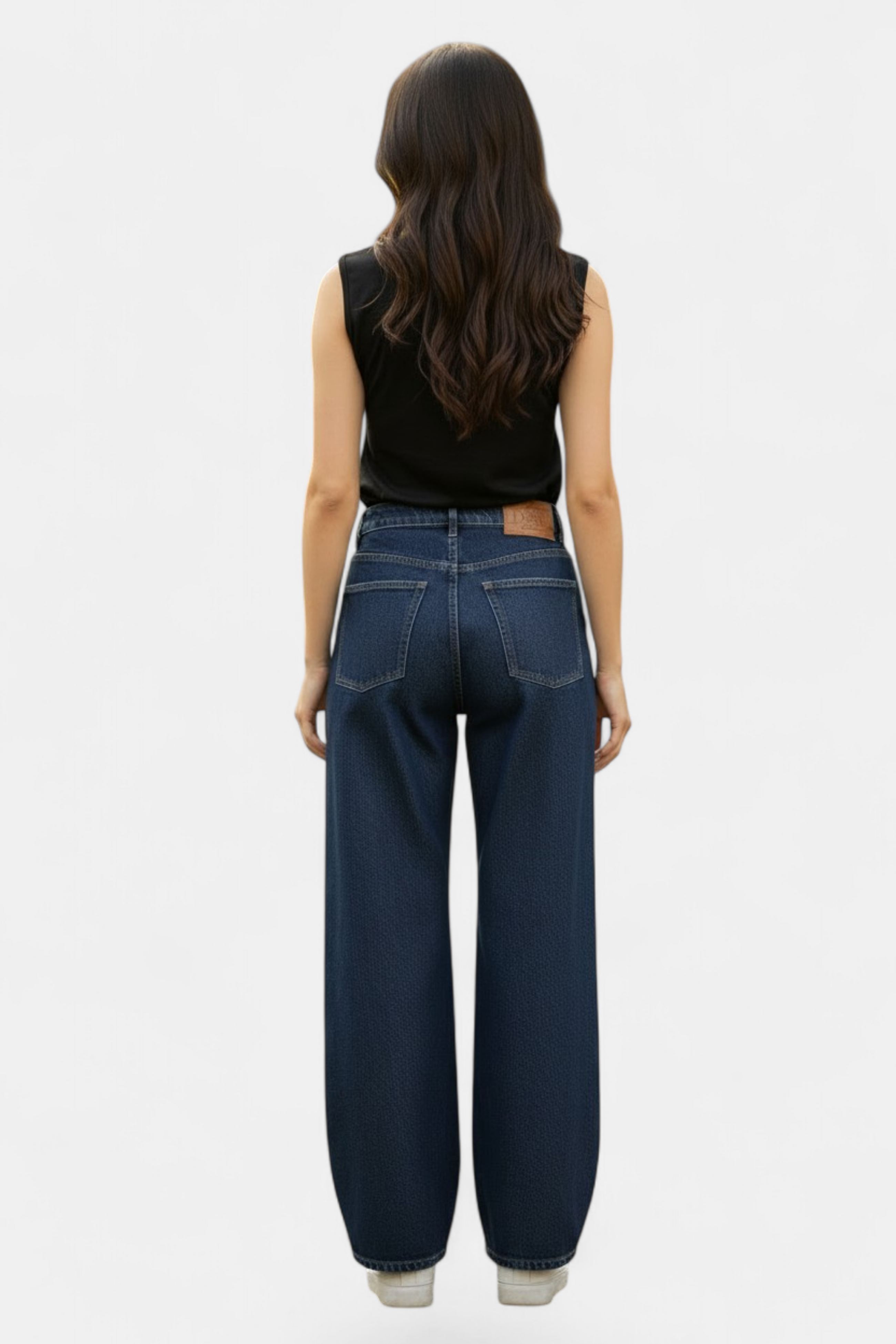 Dark Blue Wide-Leg Denim Pants front view — women's fashion Pakistan | MannMoji