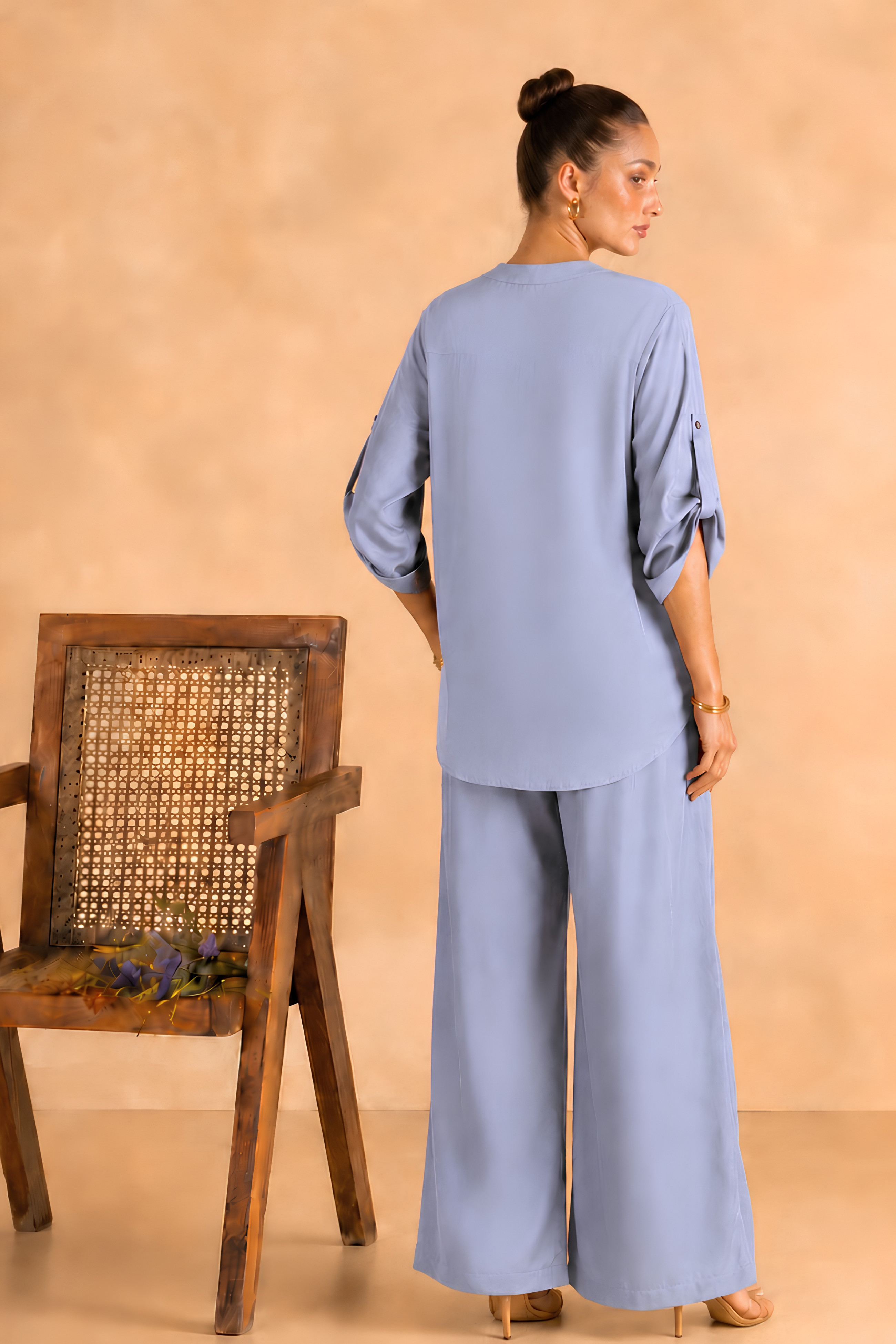 Powder Blue Cotton-Viscose Co-Ord Set