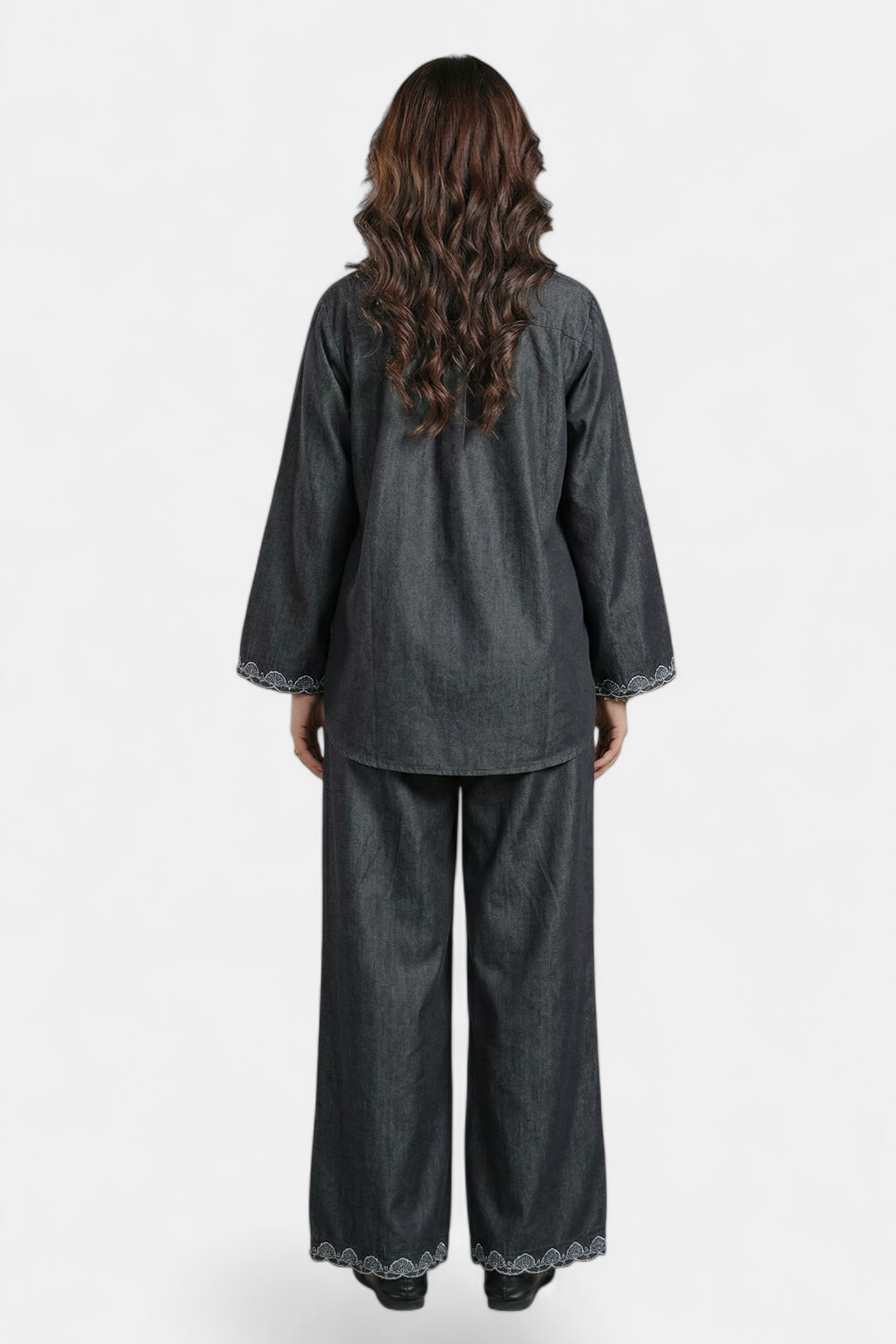 Midnight Denim Co-Ord Set side view — stylish women's wear Pakistan | MannMoji